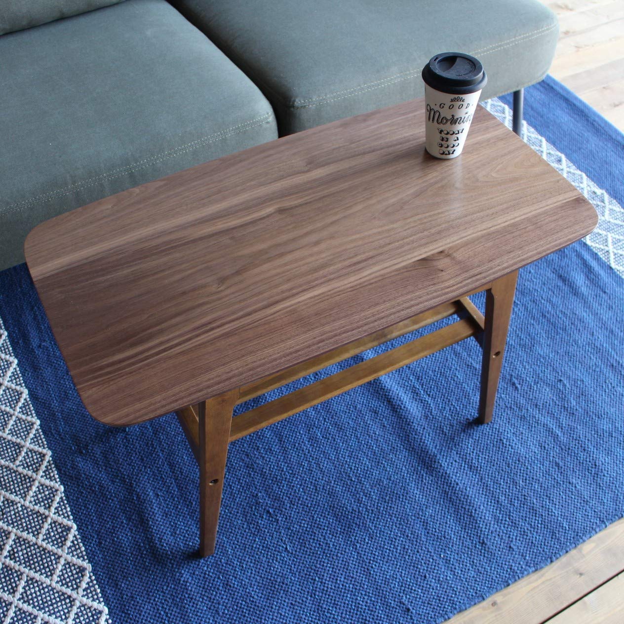 AZUMAYA TAC-227WAL Modern Walnut Coffee Table - 36 Inch Round Wooden Living Room Table with Storage Shelf - Perfect for Small Spaces, Apartments & Cozy Home Decor