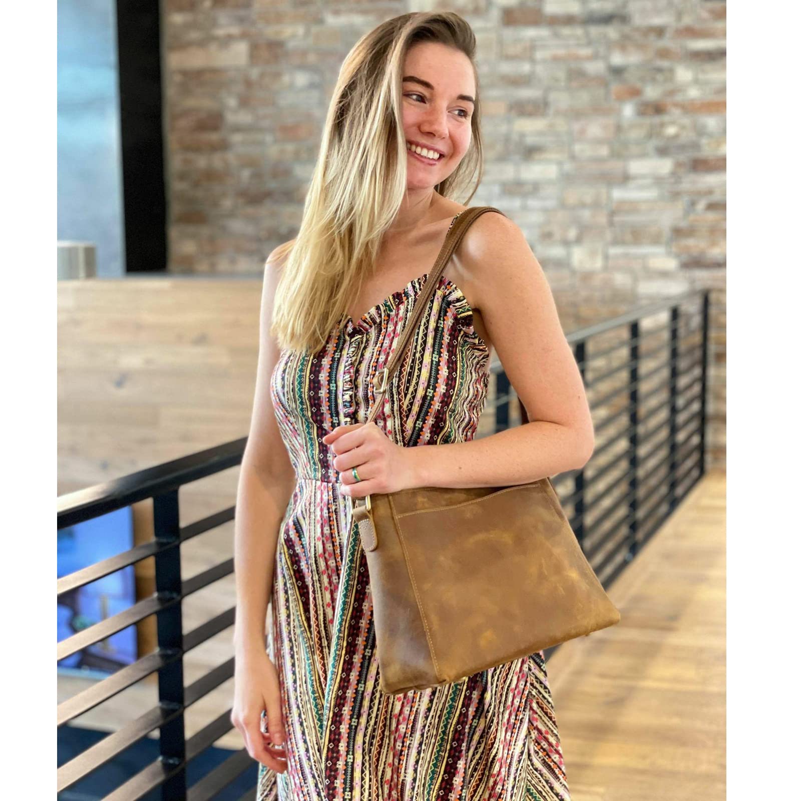 S-ZONE Genuine Leather Tote Bag for Women - Stylish Vertical Shoulder Handbag with Detachable Crossbody Strap | Perfect for Work, Travel & Everyday Use