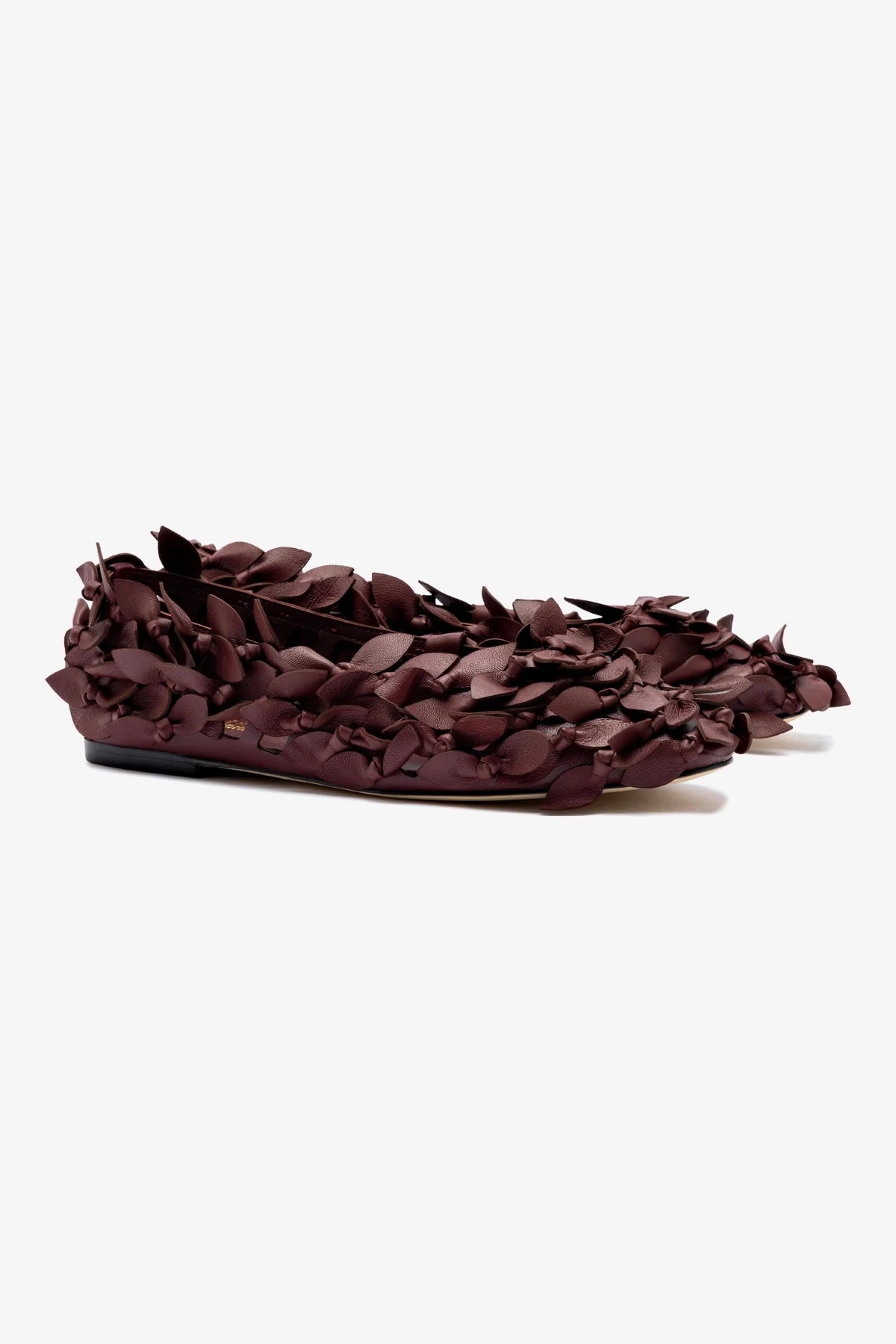 Larroudé x Jonathan Cohen Burgundy Leather Ballet Flats - Comfortable & Stylish Women's Shoes for Work, Parties & Everyday Wear