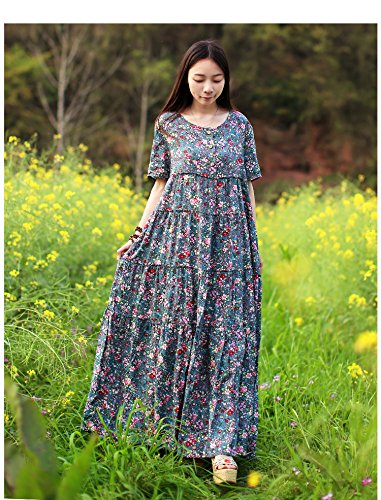Women's Floral Print Cotton Maxi Shirt Dress - Bohemian Summer Beach Dress with Patchwork Design | Perfect for Vacations, Pool Parties & Casual Outings