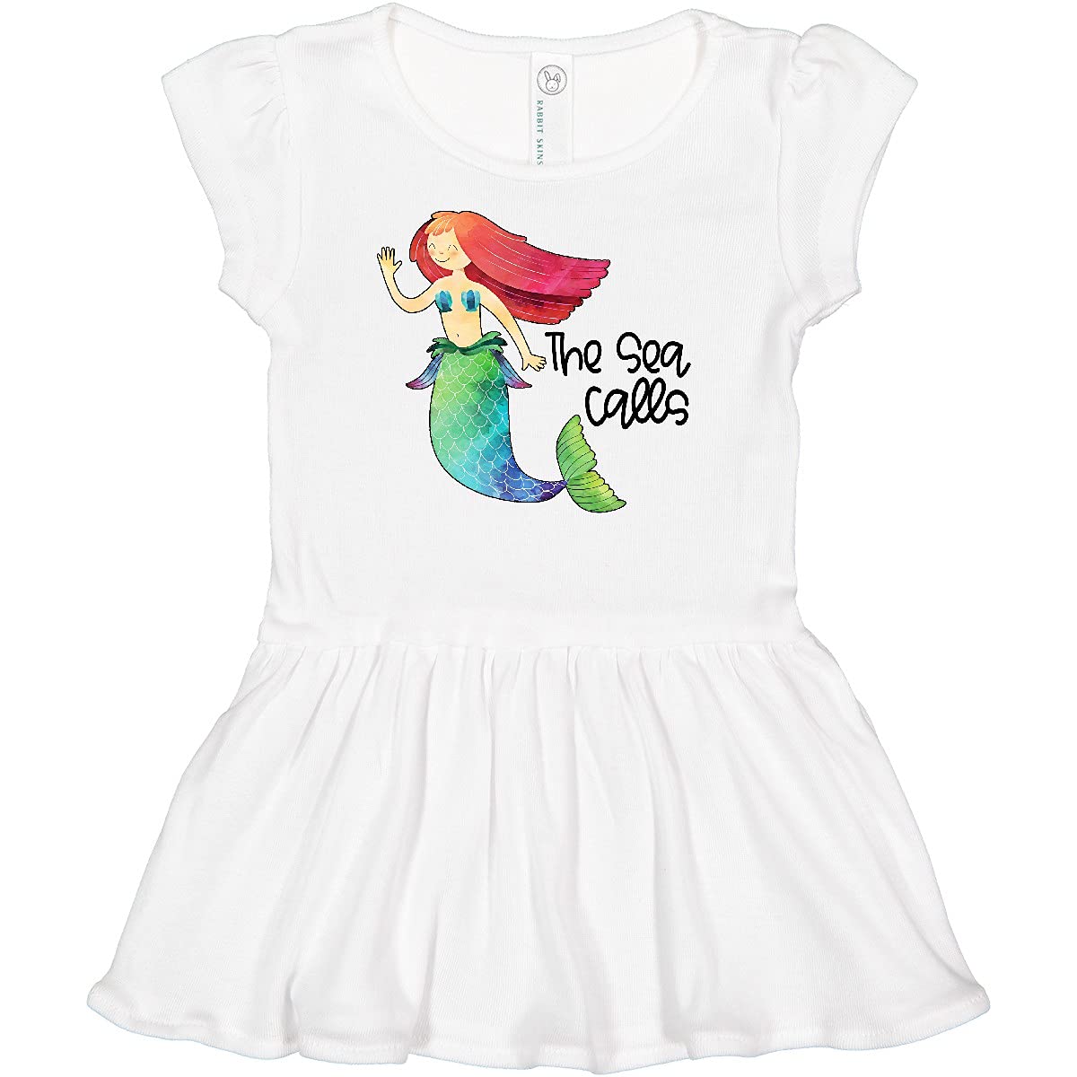 Inktastic The Sea Calls Mermaid with Red Hair Baby Girl Dress - Perfect for Beach Vacations, Birthday Parties & Photoshoots