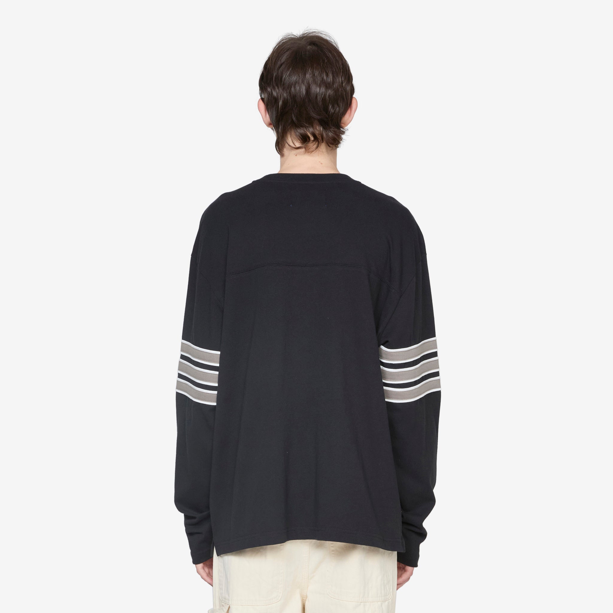 Men's Long Sleeve Varsity Baseball Jersey - Black Athletic Pullover for Sports & Casual Wear