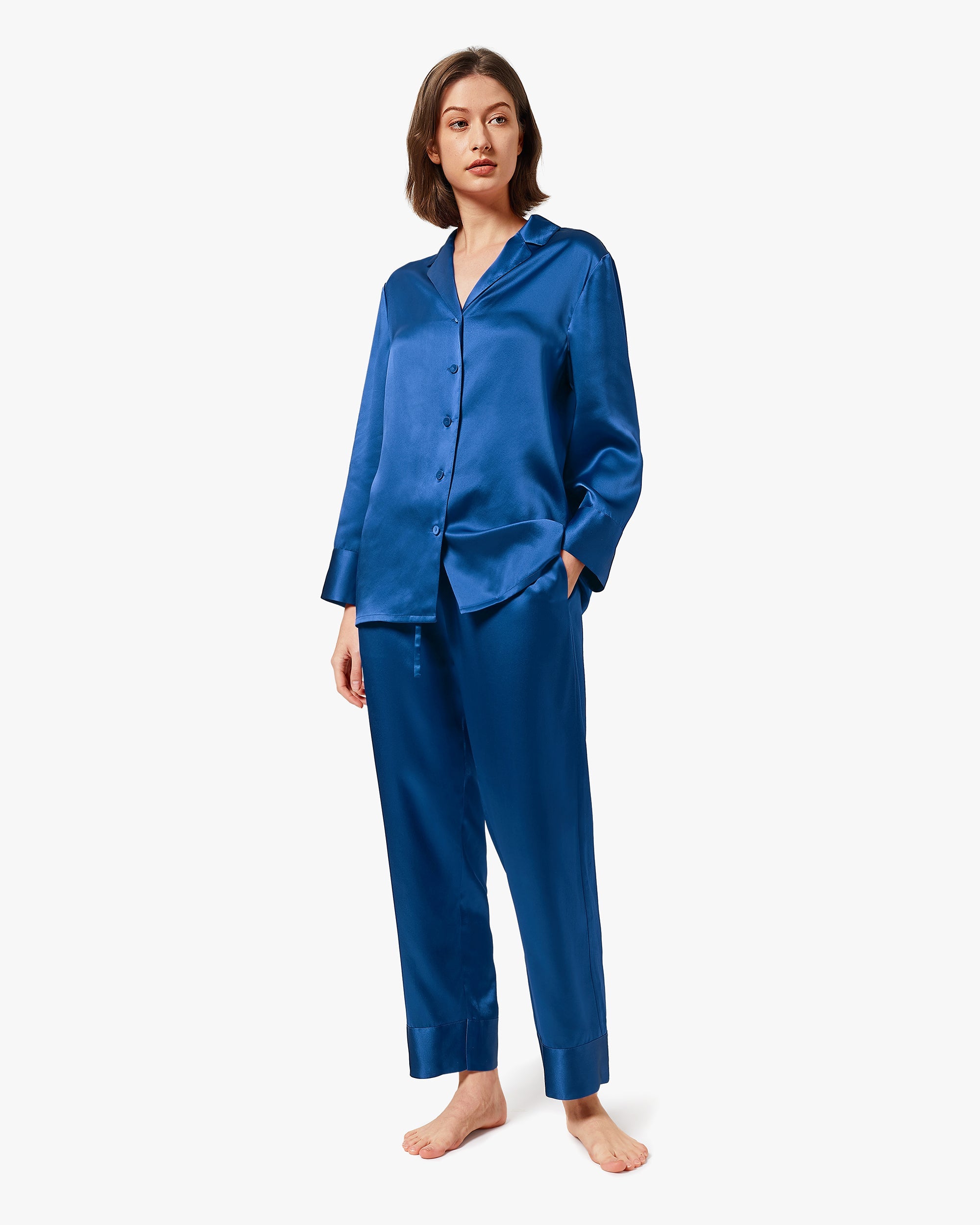 Women's Classic Silk Pajama Set - Soft & Comfortable Sleepwear for Lounge, Travel & Special Occasions