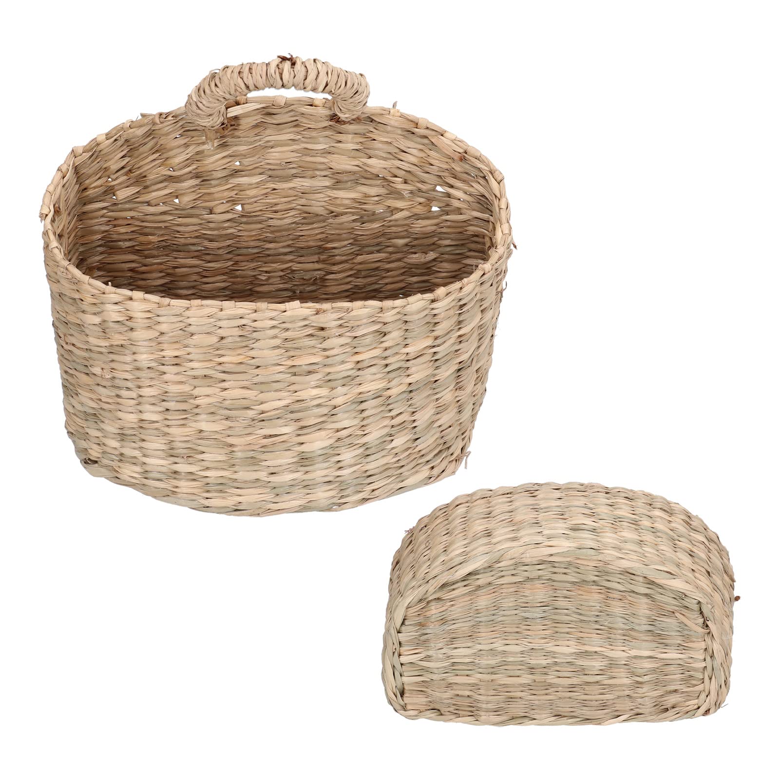 2-Pack Rustic Magazine Storage Baskets with Handles - Wall Mounted Organizer for Magazines, Books & Home Decor - Perfect for Living Room, Bedroom or Office Organization