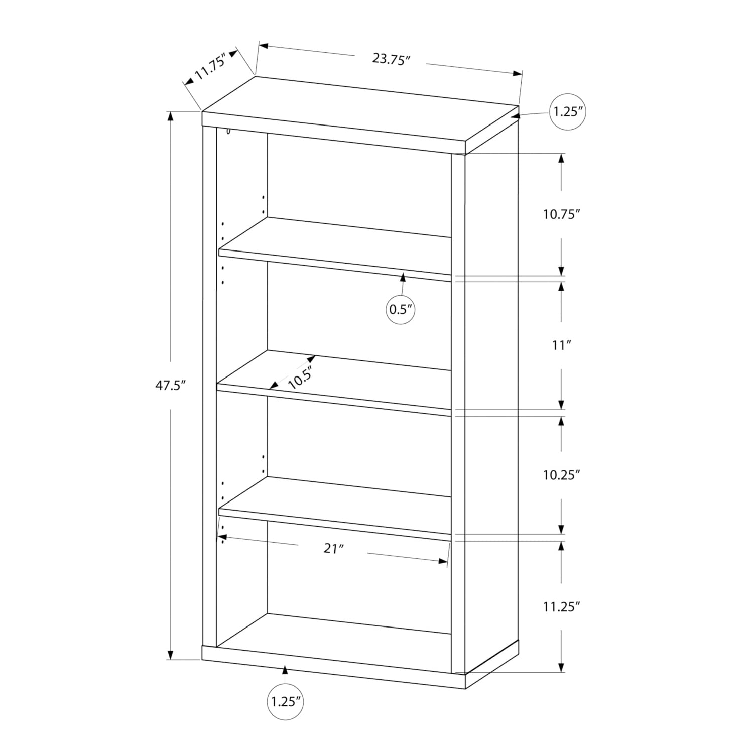 Monarch Specialties Black Bookcase - 5-Tier Wooden Bookshelf for Home, Office & Library - Stylish Storage for Books, Decor & Essentials