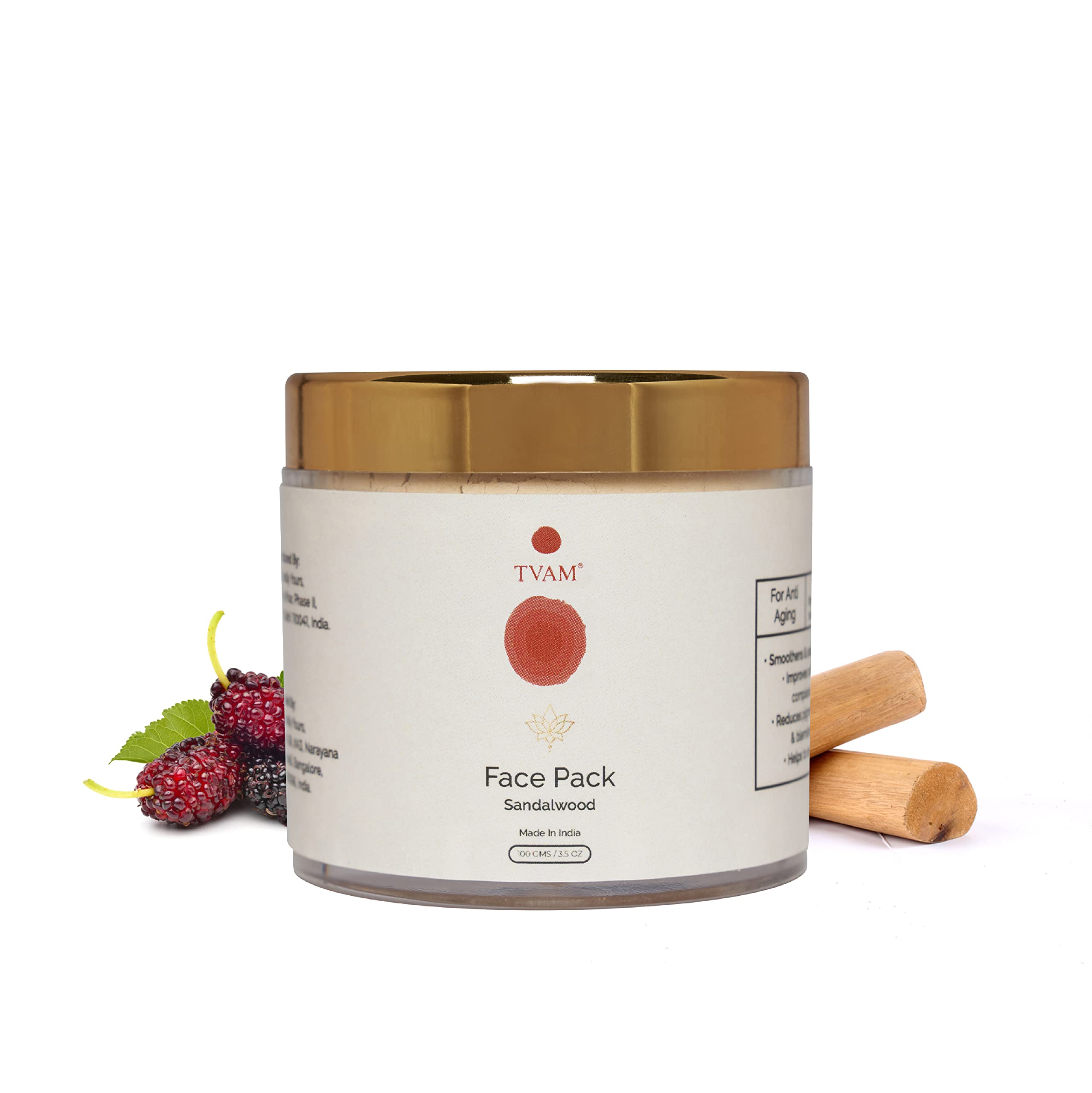 TVAM Sandalwood Face Pack for Pigmentation, Sun Damage & Blemishes - 100ml | Paraben, Sulfate & Silicone Free | Brightening & Even Skin Tone | Perfect for Daily Skincare & Post-Sun Care