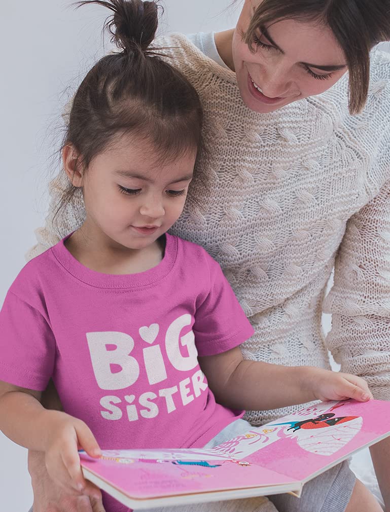 Big Sister Shirt for Toddler Girls - Cute Baby Announcement & Sibling Reveal T-Shirt - Perfect for Gender Reveal Parties & Newborn Photo Shoots