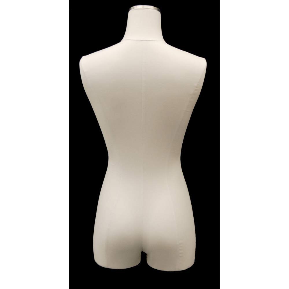 Professional White Linen Dress Form Mannequin - Adjustable 3/4 Torso with Thighs for Women, Pinnable Sewing Dummy with Sturdy Rolling Cast-Iron Base (Model #F1WL-WB02T) - Perfect for Fashion Design, Tailoring, and Boutique Display