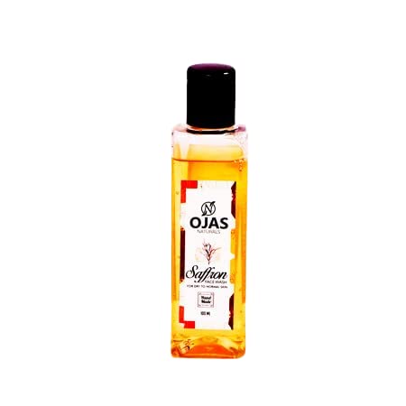 OJAS NATURALS Vitamin C Saffron Face Wash for Men & Women - Brightens Skin, Reduces Dark Spots & Evens Skin Tone - 200ml - Perfect for Daily Skincare & Acne-Prone Skin