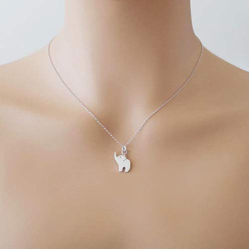 Sterling Silver Elephant Charm Necklace - Dainty 18