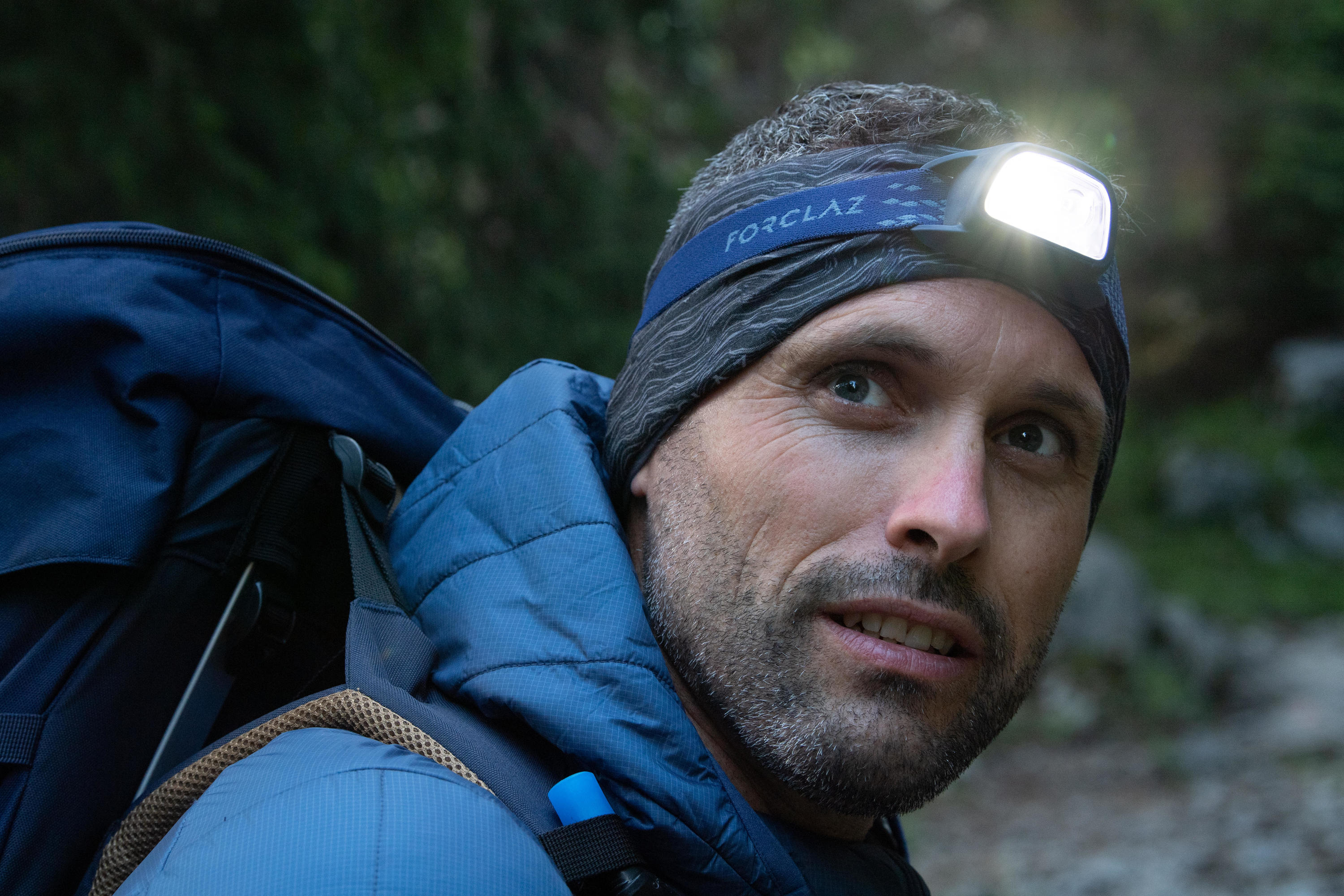 Forclaz Trek 100 Rechargeable 200 Lumens USB Headlamp for Hiking, Camping & Outdoor Adventures - Waterproof LED Headlight for Night Running, Fishing, and Emergency Use