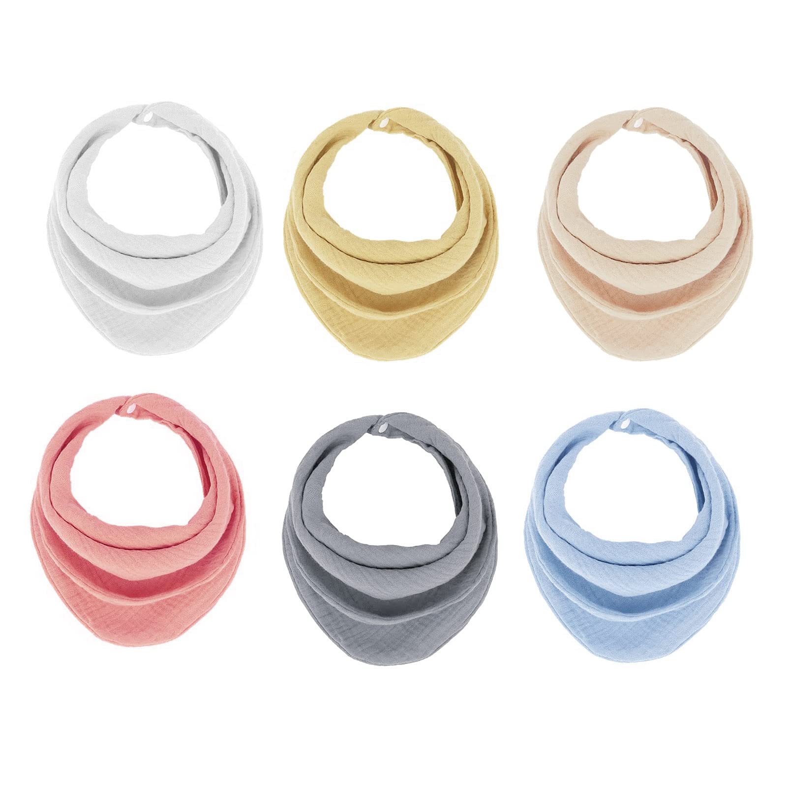 ANGNYA 6-Pack Baby Bandana Dribble Bibs - Super Soft & Absorbent Muslin Drool Bibs with Adjustable Snap for Newborns, Infants & Toddlers (Unisex for Boys & Girls) - Perfect for Feeding, Teething & Everyday Use