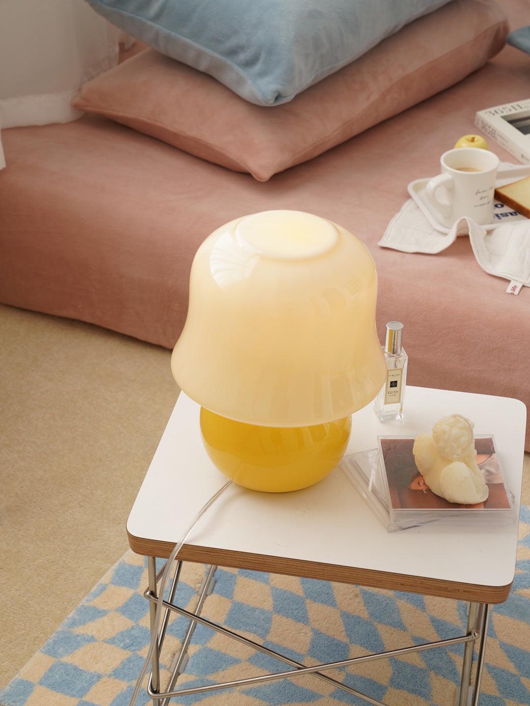 Elegant Creamy Mushroom Table Lamp - Soft Glow Nightstand Light for Bedroom, Living Room, or Nursery - Perfect for Cozy Reading & Relaxing Ambience