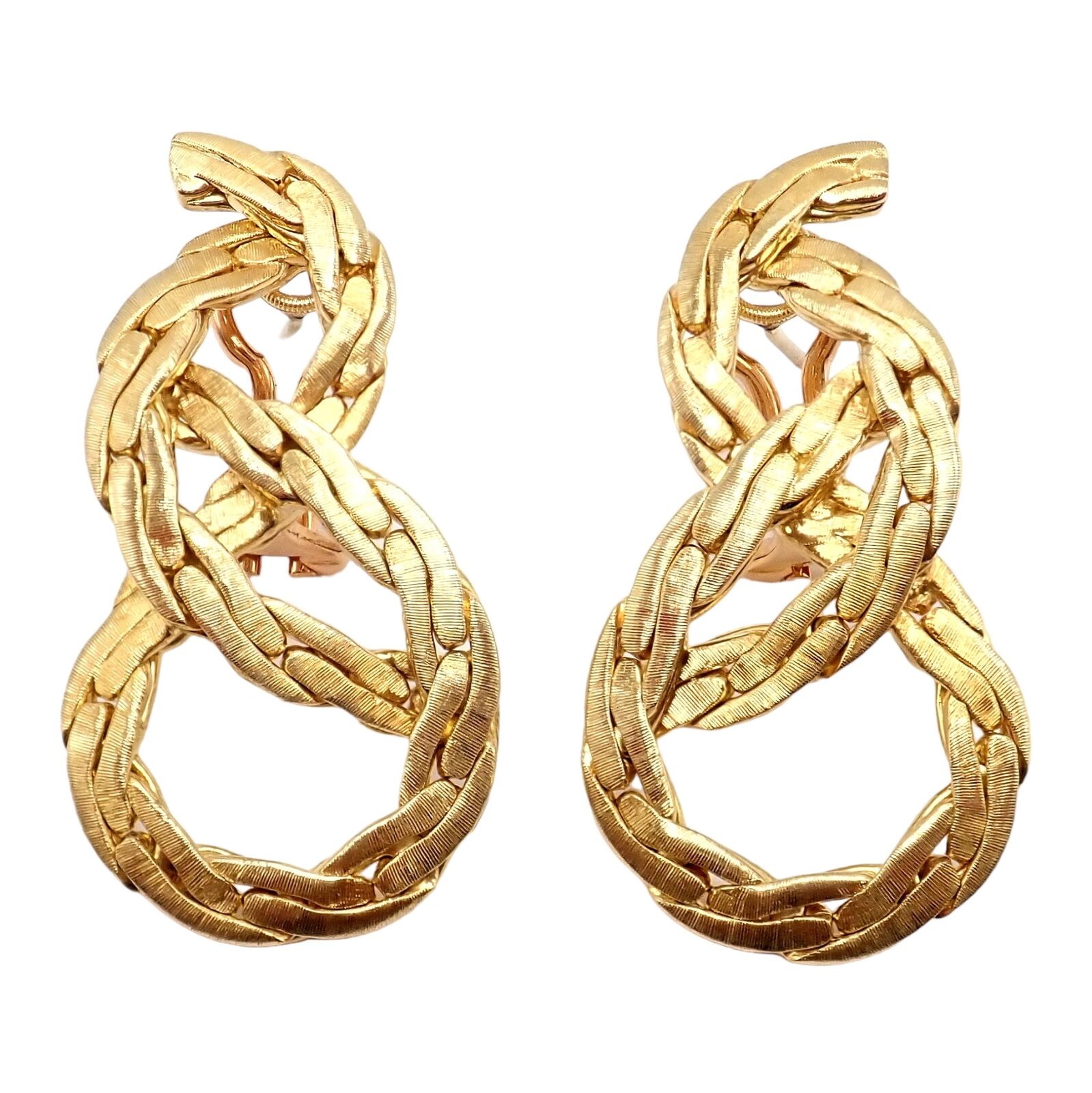 Authentic Vintage Buccellati 18K Yellow Gold Knot Rope Coil Earrings - Luxury Italian Jewelry for Women, Perfect for Weddings, Parties & Special Occasions