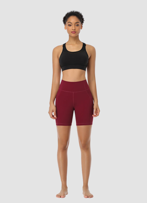 Newborn High Waist Bike Shorts 6” — Dark Red | Women's Workout & Yoga Shorts for Running, Cycling & Gym