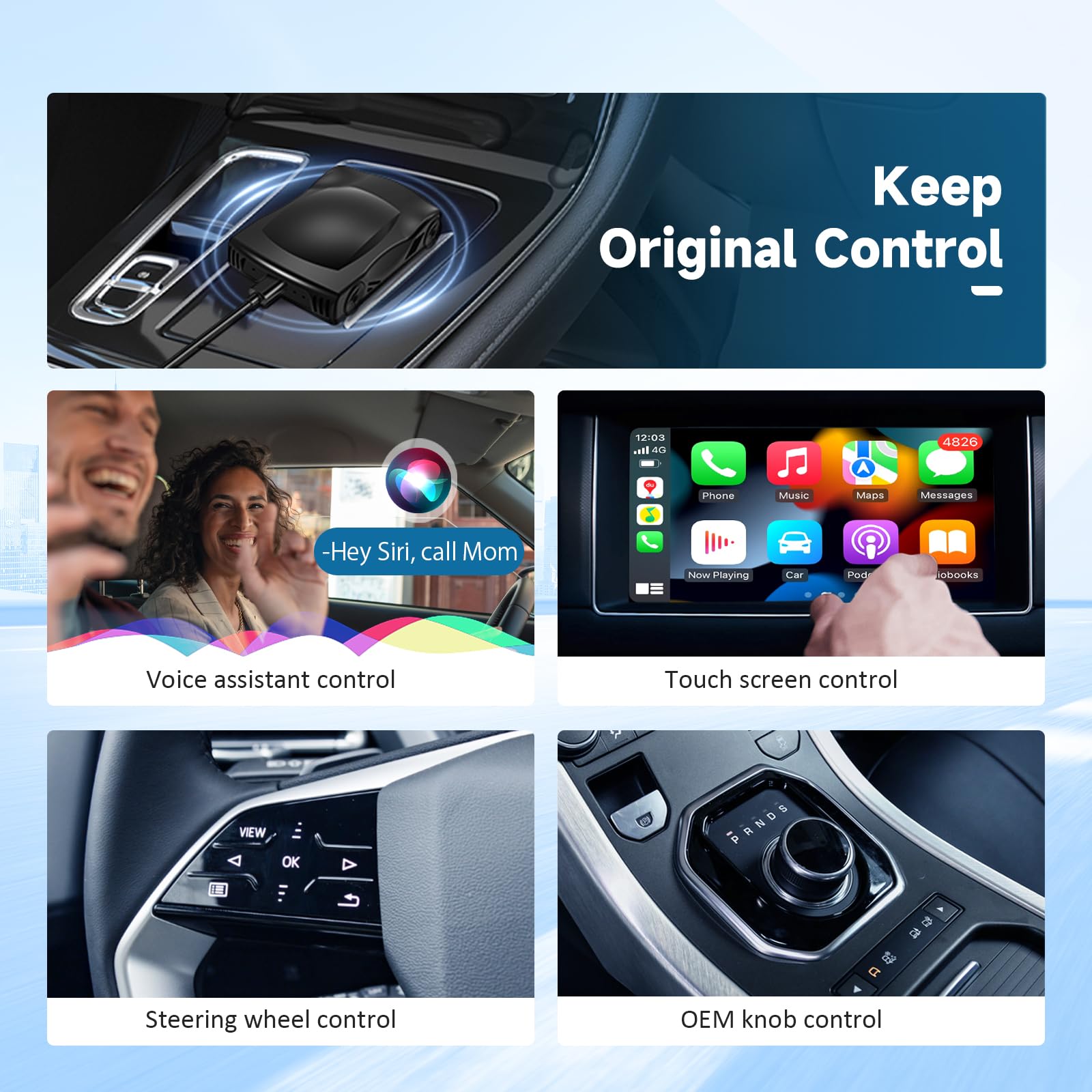 Wireless CarPlay Adapter for iPhone & Android - 5GHz WiFi Android Auto Dongle with Netflix, YouTube, TikTok Support | Factory Wired CarPlay to Wireless Converter | TF Card Slot & Screen Mirroring | Perfect for Long Road Trips & Daily Commuting