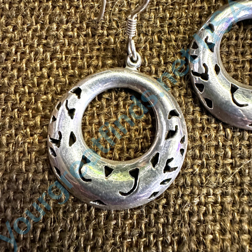 Vintage Mexican Sterling Silver Calar Hoop Earrings for Women - Handmade Pierced Dangle Earrings for Everyday Wear, Parties & Special Occasions