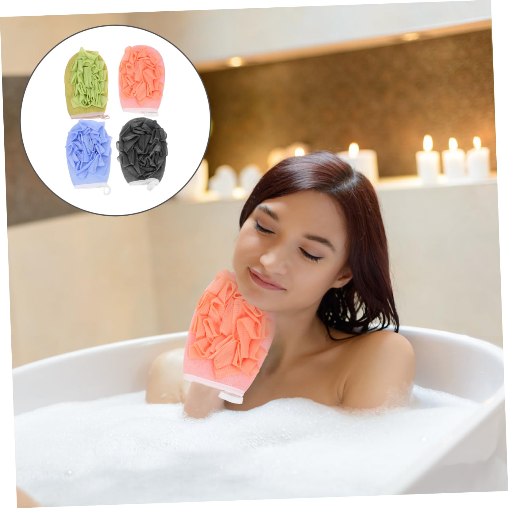 Korean Back Scrubber Ball - 4pcs Viscose Bath Mitt for Deep Exfoliation & Shower Use