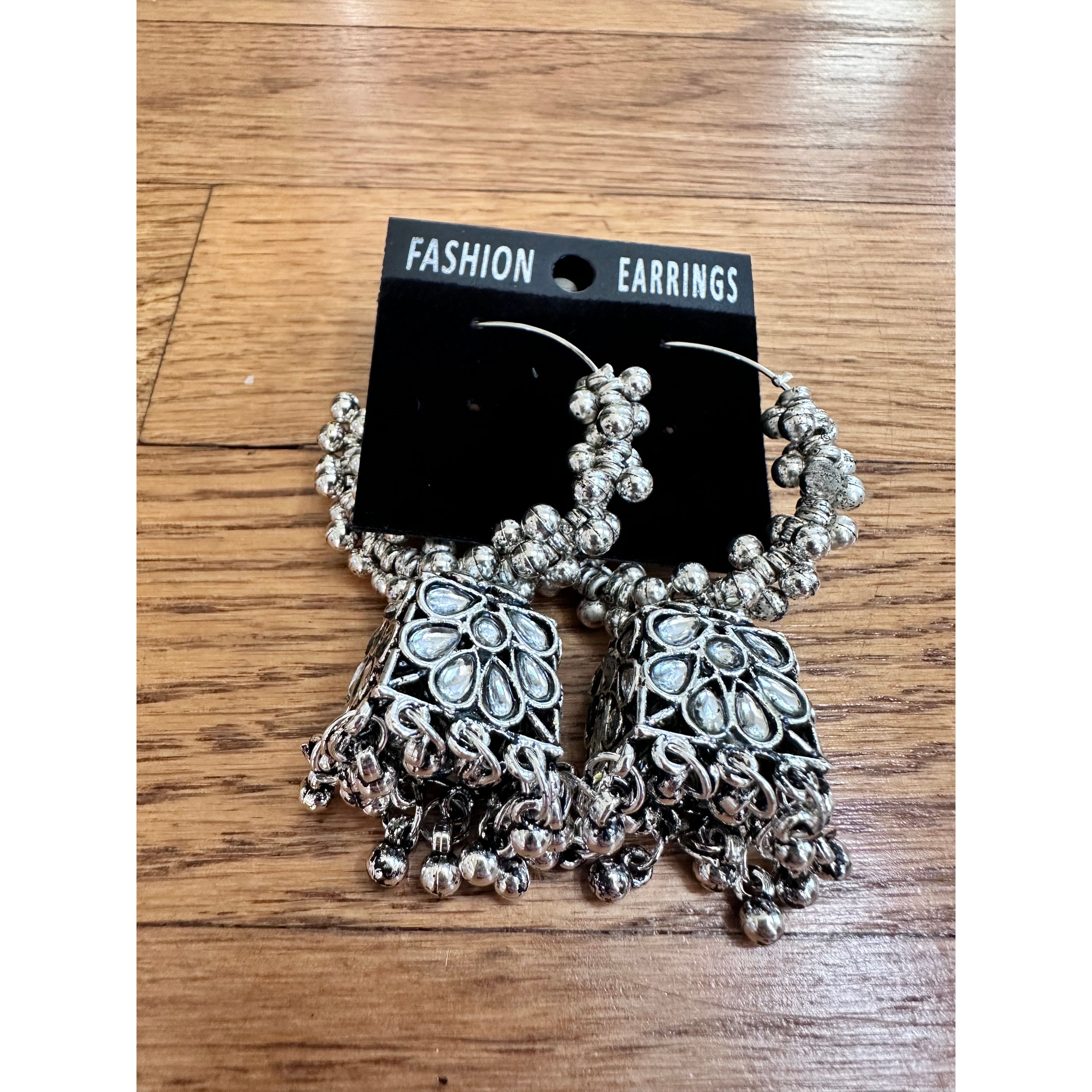 Oxidized Jhumka Earrings for Women - Traditional Indian Ethnic Jewelry - Handcrafted Silver Plated Dangle Earrings for Parties, Weddings & Festivals