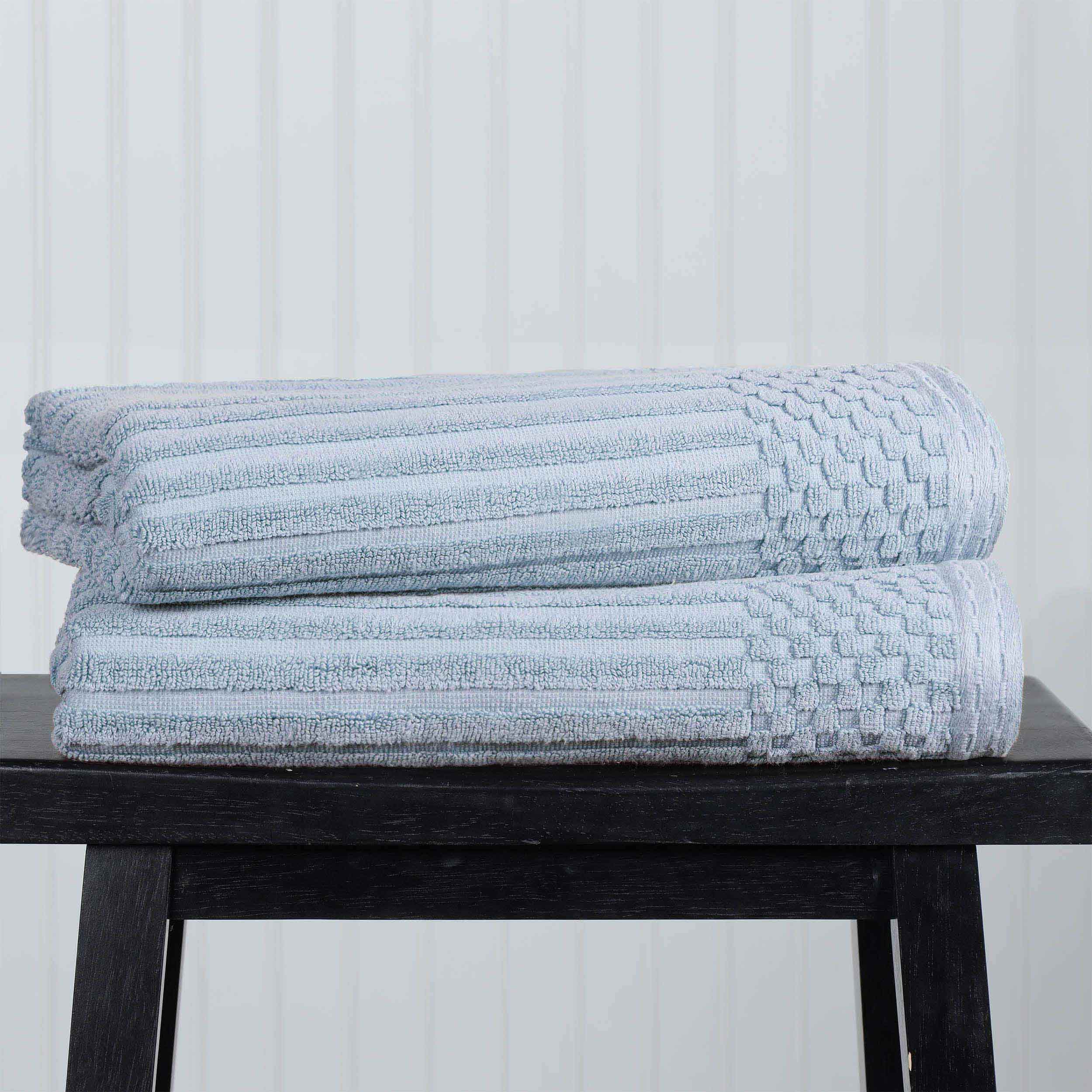 Premium Cotton Ribbed Textured Bath Towel Set - Ultra Absorbent 2-Piece Towel Collection for Spa, Bath & Luxury Home Use
