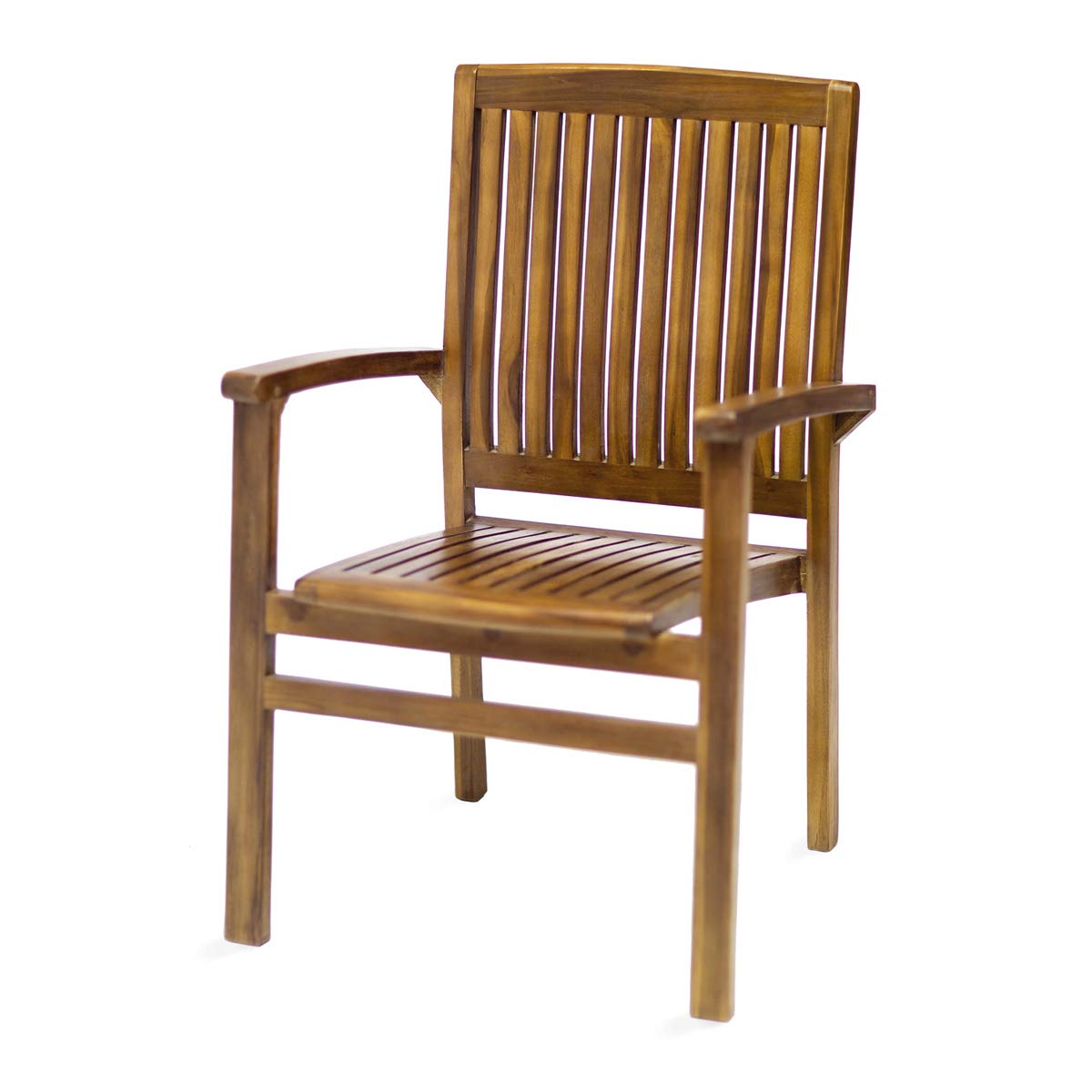 All Things Cedar TE90-24-B 7-Piece Teak Extension Patio Dining Set with Stackable Arm Chairs & Blue Cushions | Outdoor Wooden Furniture, Expandable Table (95