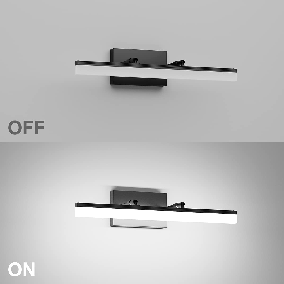 Aipsun 19.7 Inch Modern Black LED Vanity Light - Adjustable Bathroom Light Fixture with Rotatable Arms, 5500K Daylight - Perfect for Mirror Lighting, Makeup Vanity, and Modern Bathroom Decor