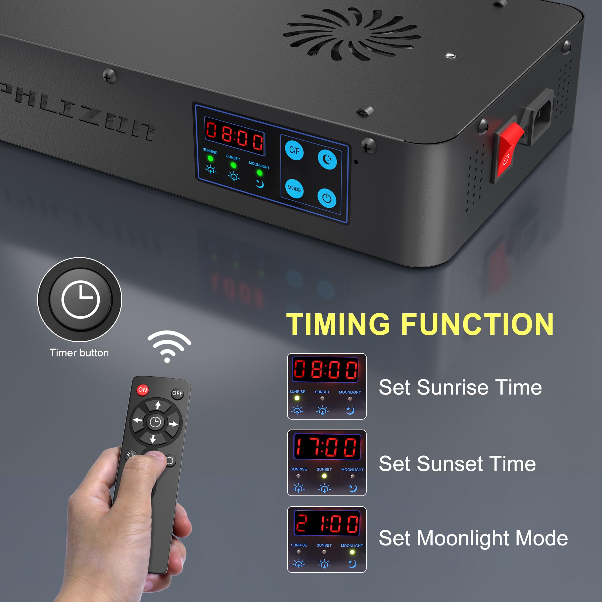 Phlizon 165W Dimmable LED Aquarium Light with Timer & Temperature Monitor - Full Spectrum Fish Tank Light for Coral Reef, Marine Fish, LPS/SPS - Perfect for Saltwater Tanks, Aquatic Plant Growth & Home Aquascaping