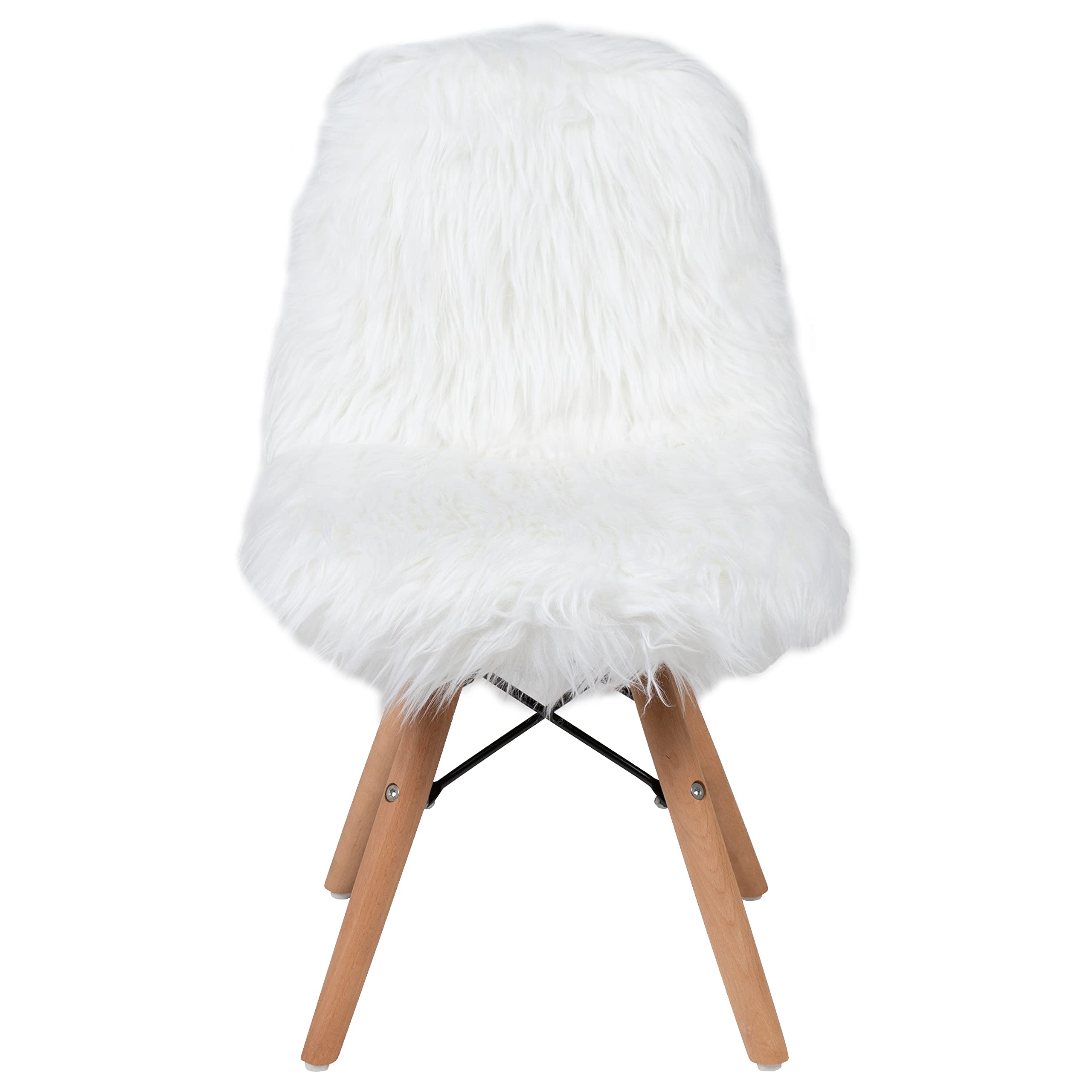 Kids Chair - White Shaggy Dog Accent Chair - Set of 4 Faux Fur Children's Chairs for Bedroom, Playroom & Nursery - Soft & Cozy Petite Seating for Toddlers