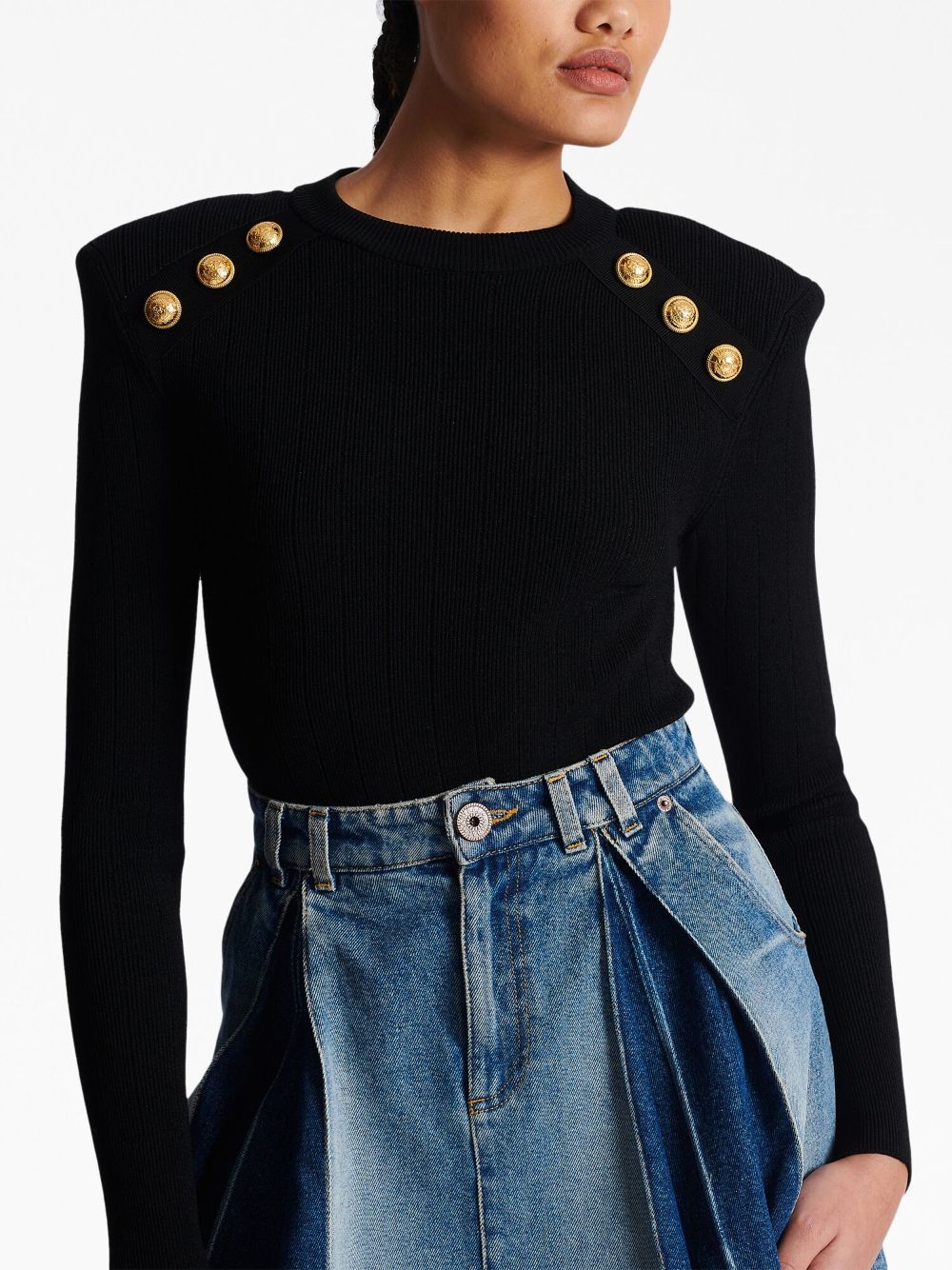 Balmain Black Sweaters for Women - Luxury Knitwear for Fall & Winter - Perfect for Office, Parties & Casual Outfits