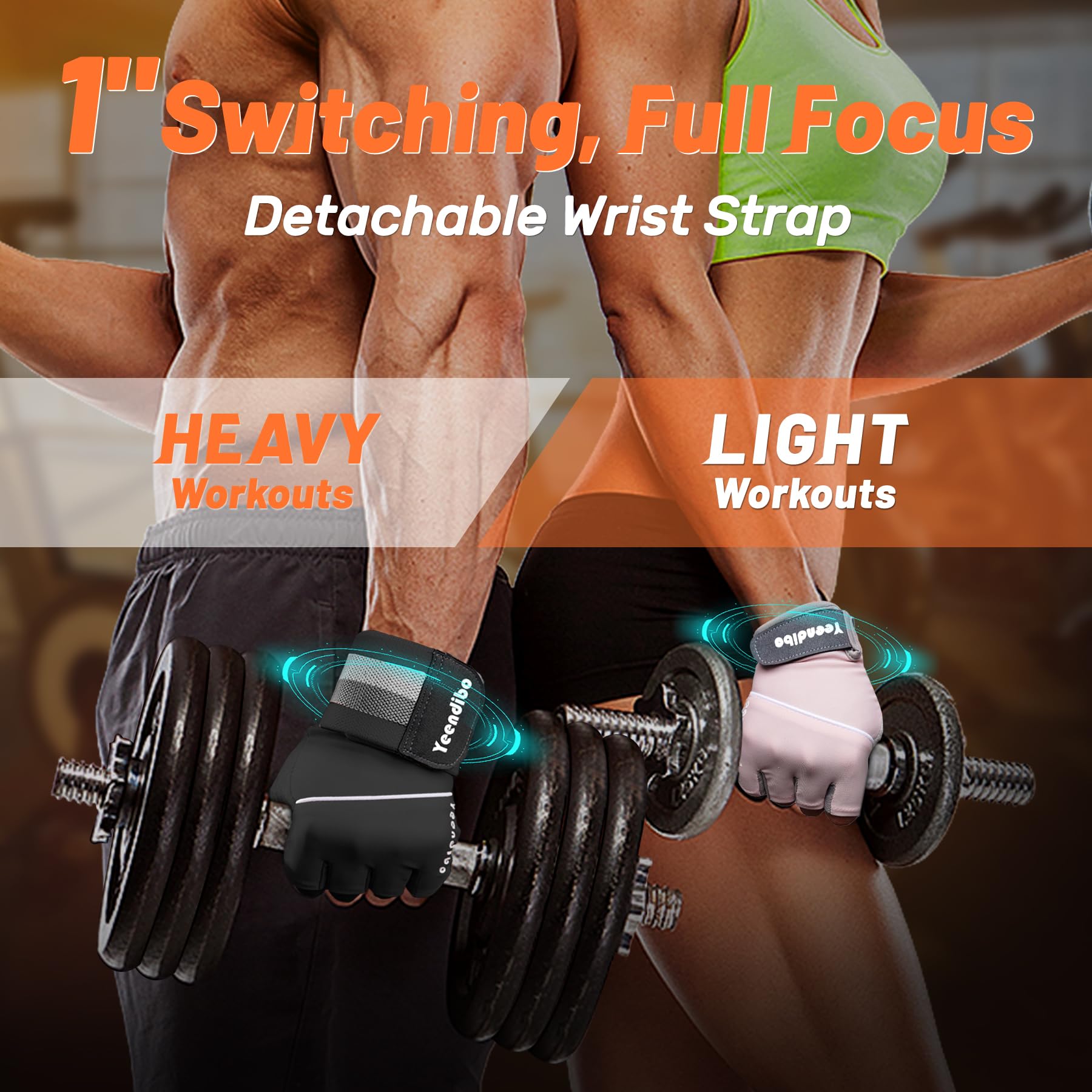 5-in-1 Workout Gloves for Men & Women - Breathable Weight Lifting Gloves with Anti-Slip Grip, Detachable Wrist Support & Mesh Storage Bag - Ideal for Gym Training, CrossFit, Powerlifting & Home Workouts