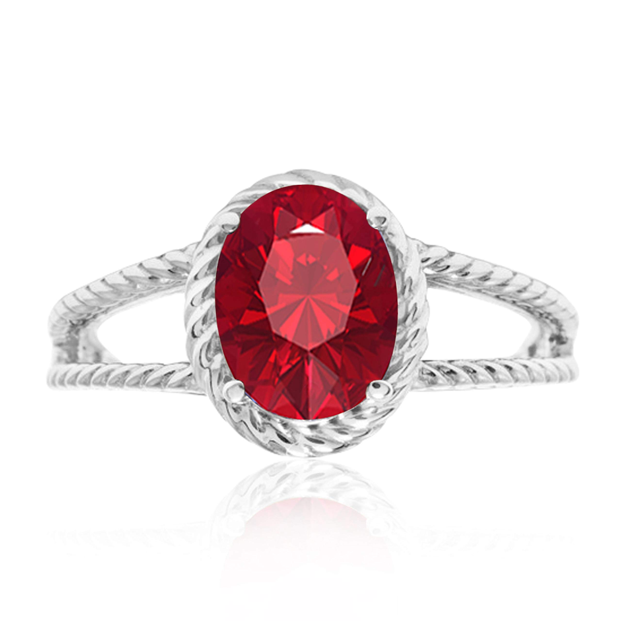 1.25 Carat Lab-Created Ruby Oval Ring in 10K Solid Rose, White & Yellow Gold - Elegant Valentine's Day Gift for Her - Perfect for Anniversaries, Engagements & Special Occasions