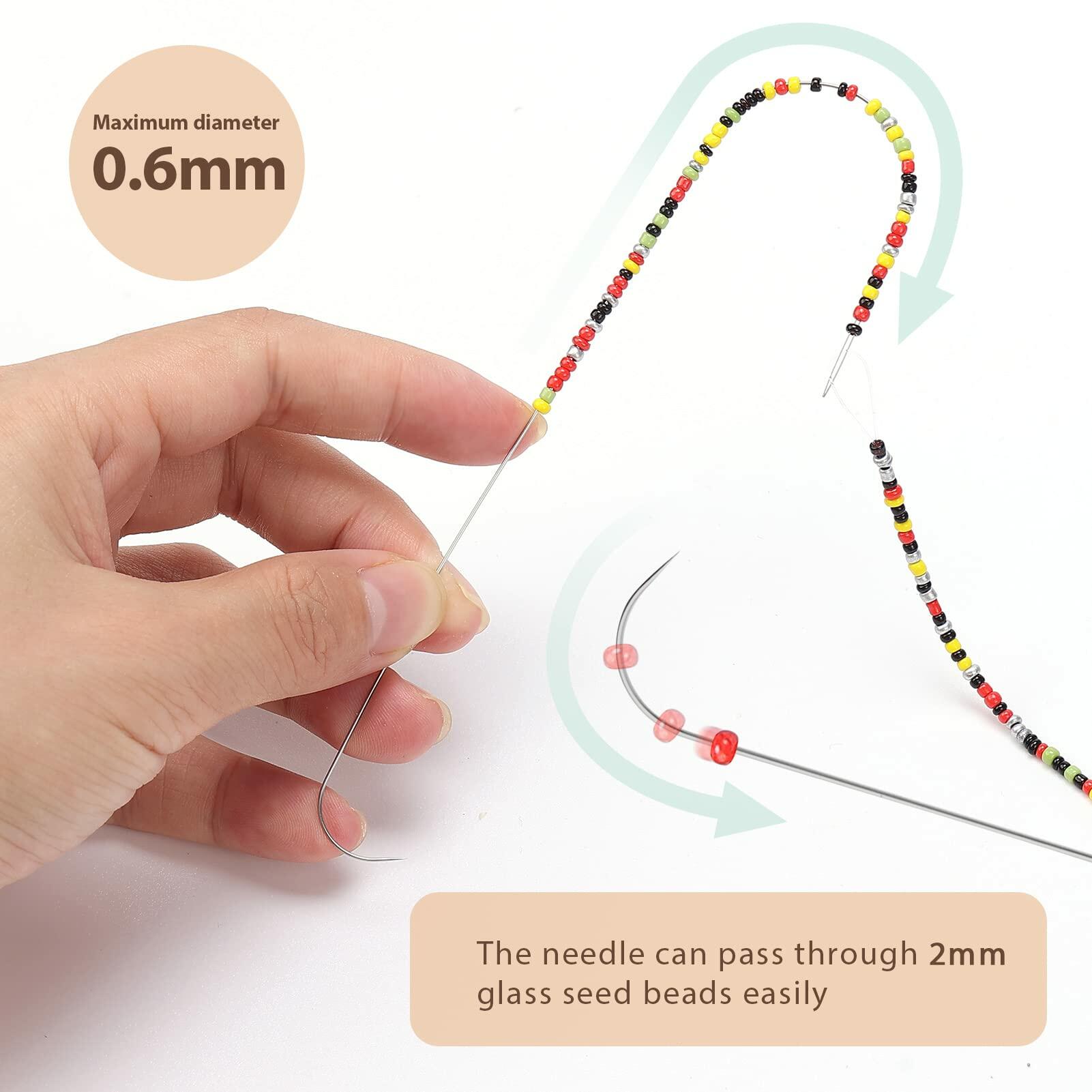4 Pieces Large Eye Curved Beading Needles with Handle - 5.3 Inch Stainless Steel Jewelry Making Needles for Beading, Sewing & Crafting - Perfect for DIY Jewelry, Embroidery and Handicraft Projects