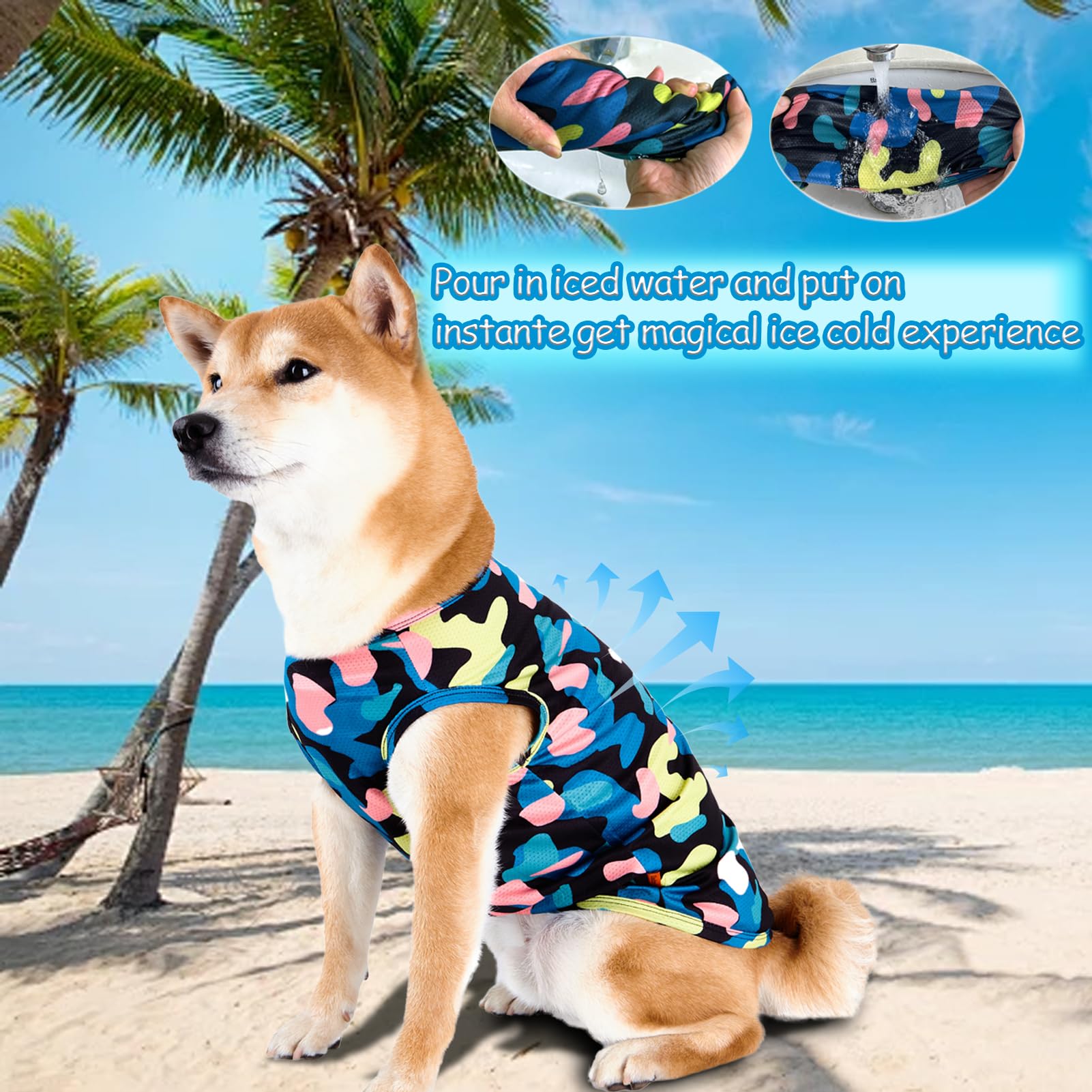 Cooling Dog Shirts for Small Dogs (6-10 lbs) - 2 Pcs Camo UV-Resistant for Summer Walks