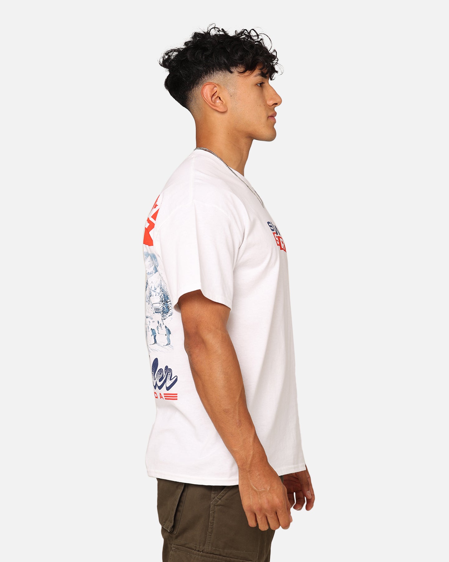 American Thrift Snow Sport T-Shirt - White - Comfortable & Stylish Winter Tee for Skiing, Snowboarding & Outdoor Activities