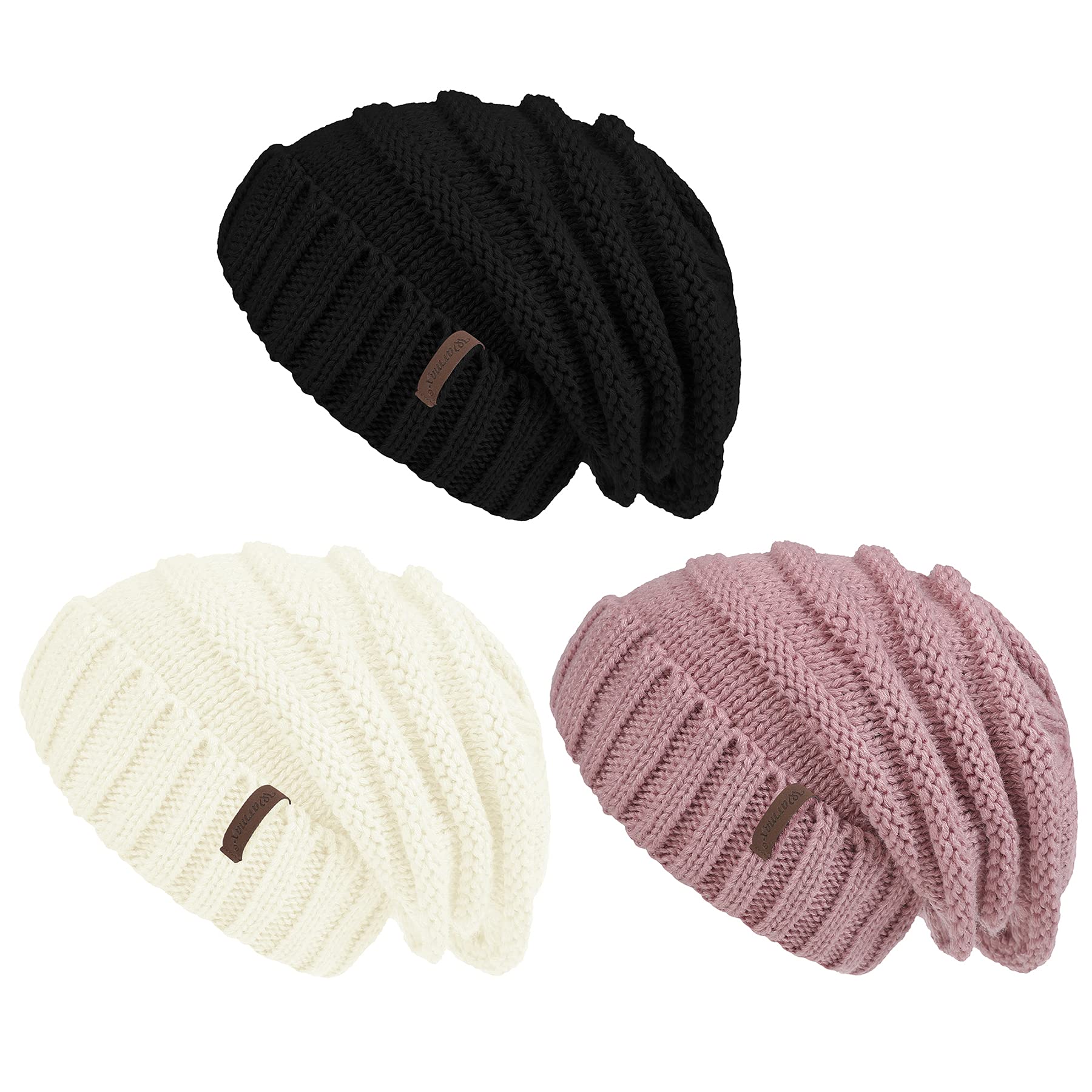 Zando Women's Winter Knit Beanie - Soft Unisex Slouchy Skull Cap, Warm Cuffed Hat for Fall & Winter - Perfect for Outdoor Activities, Skiing, and Cold Weather Fashion