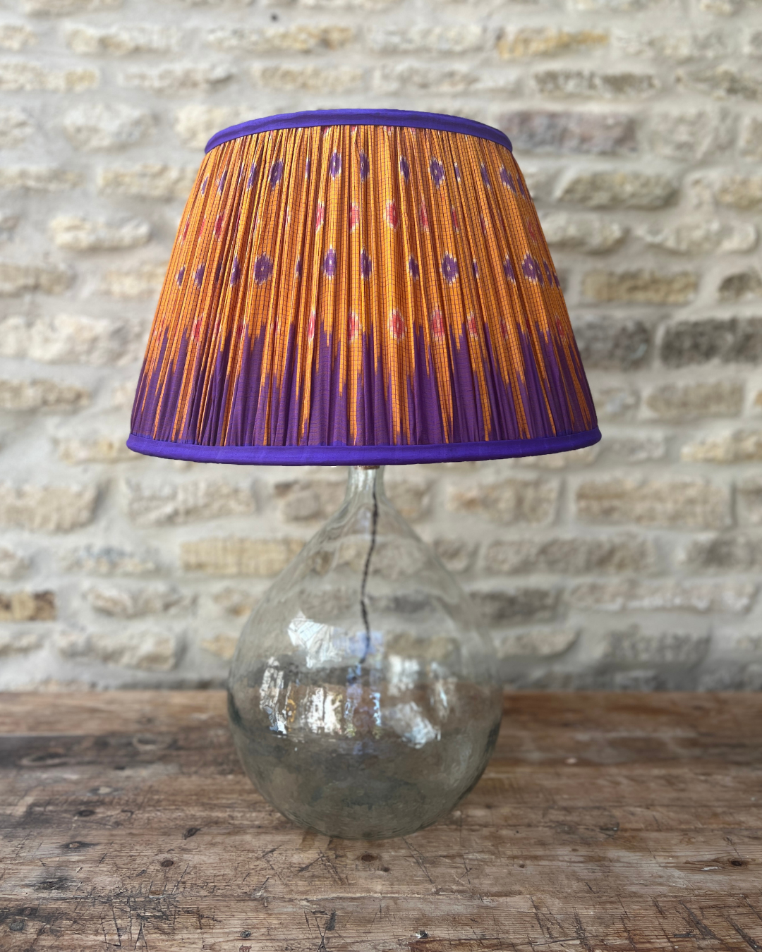 51cm Orange and Purple Silk Sari Lampshade - Elegant Handmade Home Decor for Living Room, Bedroom, or Boho Wedding Decorations