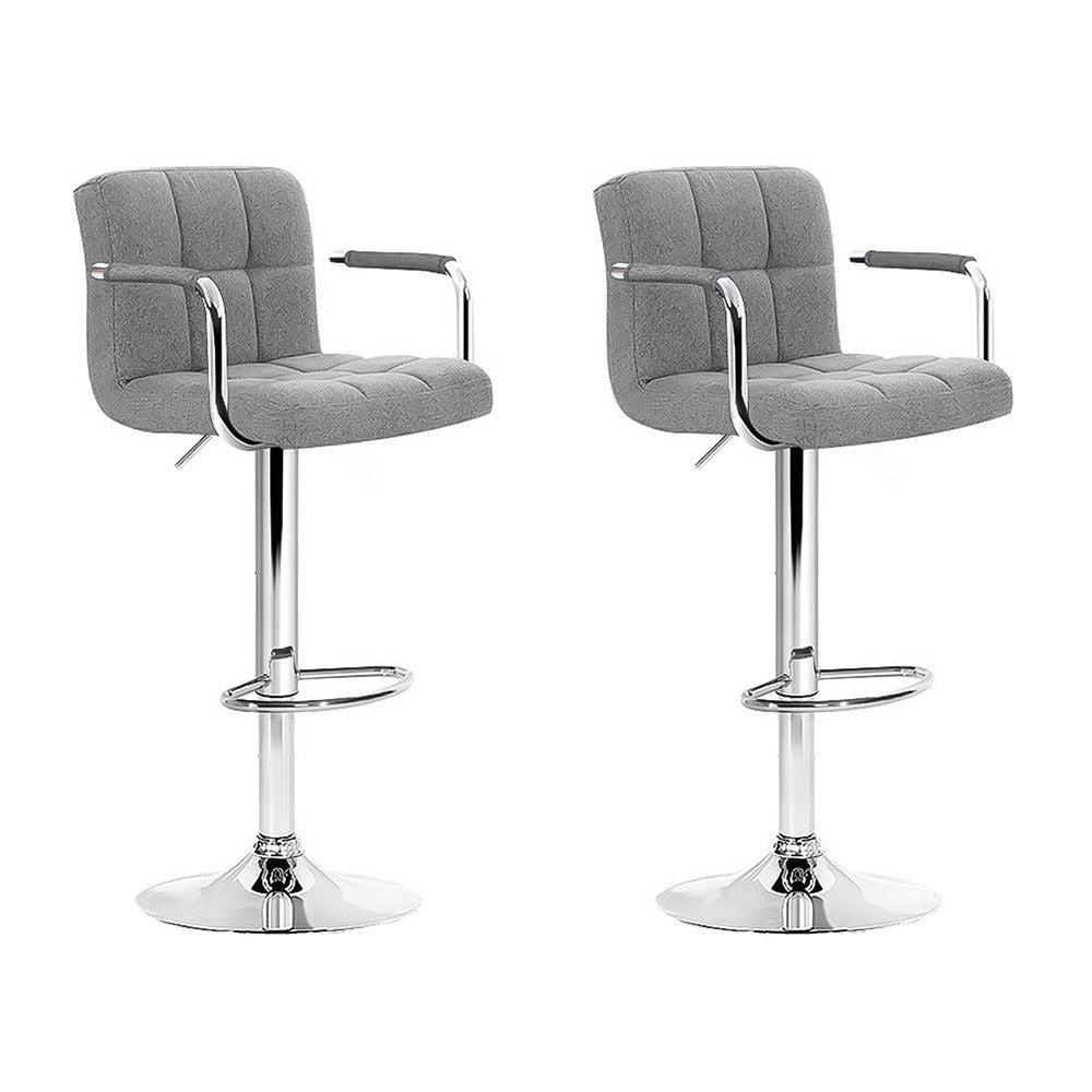 2-Pack Grey Fabric Bar Stools with Gas Lift and Armrests - Perfect for Kitchen Islands, Breakfast Bars, and Home Bars