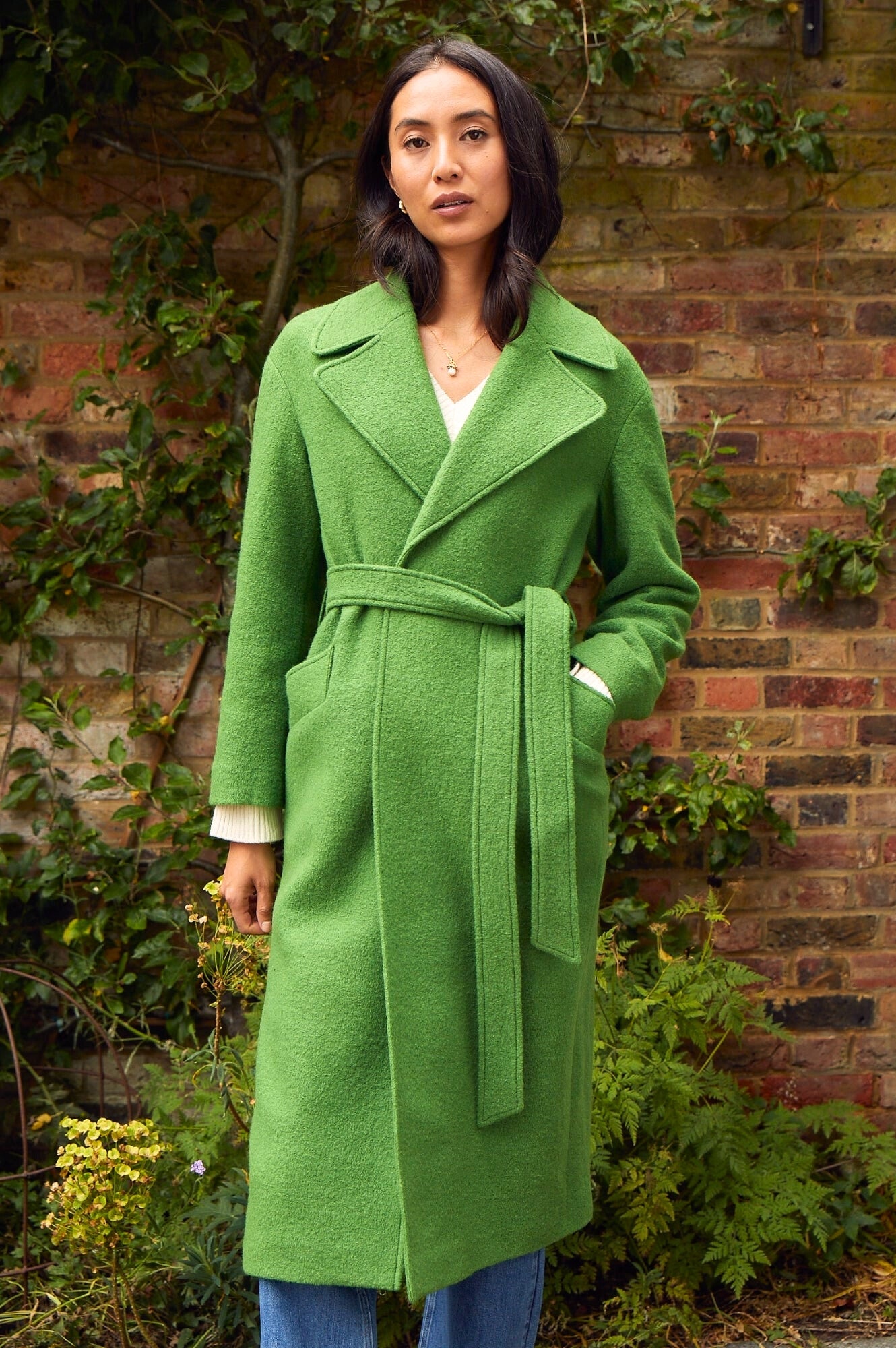 Premium Green Wool Coat for Women - Warm Winter Outerwear for Cold Weather | Perfect for Office, Travel & Outdoor Activities