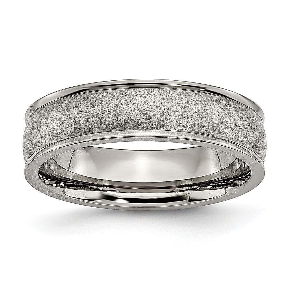 ICE CARATS 6mm Titanium Ridged Edge Band Ring for Men - Classic Domed Wedding Ring, Durable & Hypoallergenic Jewelry - Perfect Gift for Dad, Husband, Boyfriend - Ideal for Weddings, Anniversaries & Everyday Wear