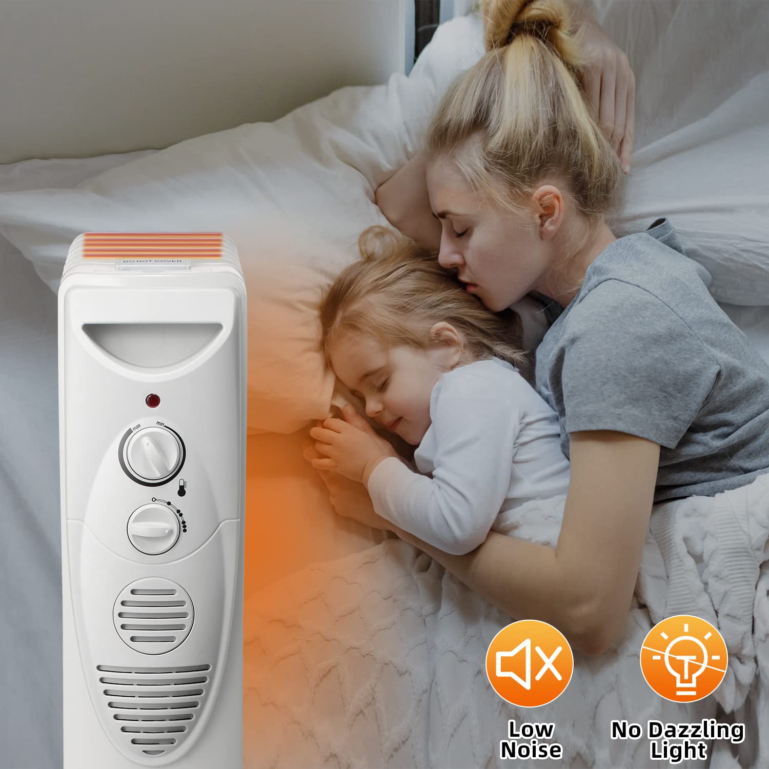 R.W.FLAME 1500W Oil Filled Radiator Heater with 3 Heat Settings & Adjustable Thermostat - Portable Space Heater for Home, Office, Bedroom - Quiet Operation with Tip-Over & Overheating Protection (27 Inch, Grey) - Perfect for Winter Heating & Energy Saving