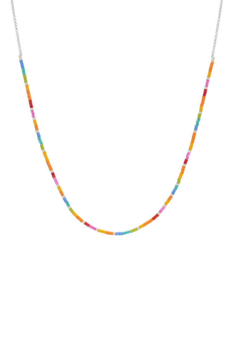 Rainbow Beaded Necklace for Women - Colorful Bohemian Jewelry for Festival, Party & Everyday Wear