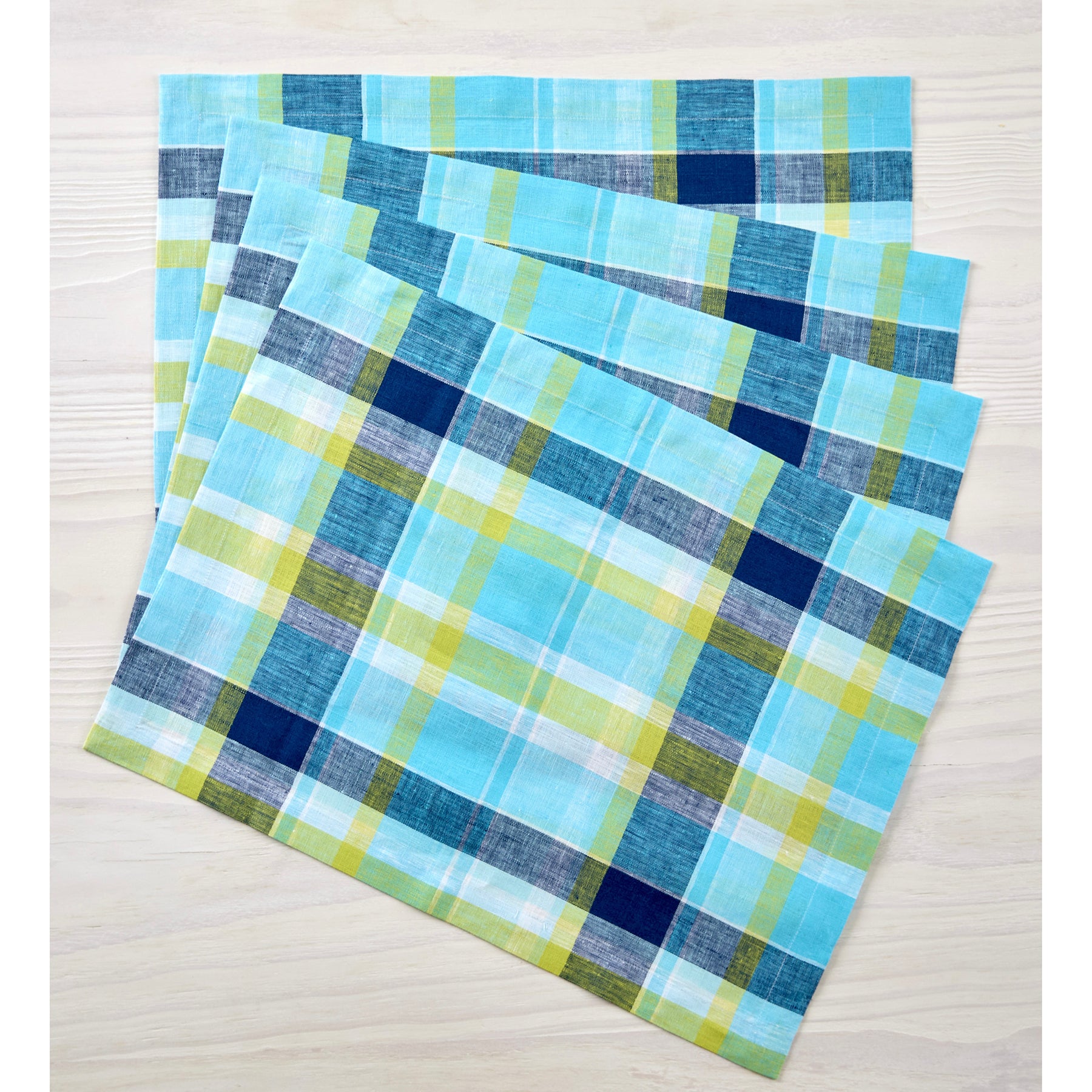 Premium Summer Madras Plaid Placemats Set of 4 - Waterproof & Heat-Resistant Table Mats for Outdoor Dining, Picnics, and Summer Parties