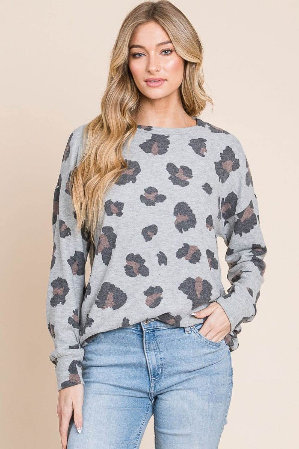 BOMBOM Women's Leopard Print Drop Shoulder T-Shirt - Casual Loose Fit Tee for Streetwear, Outfits & Everyday Wear