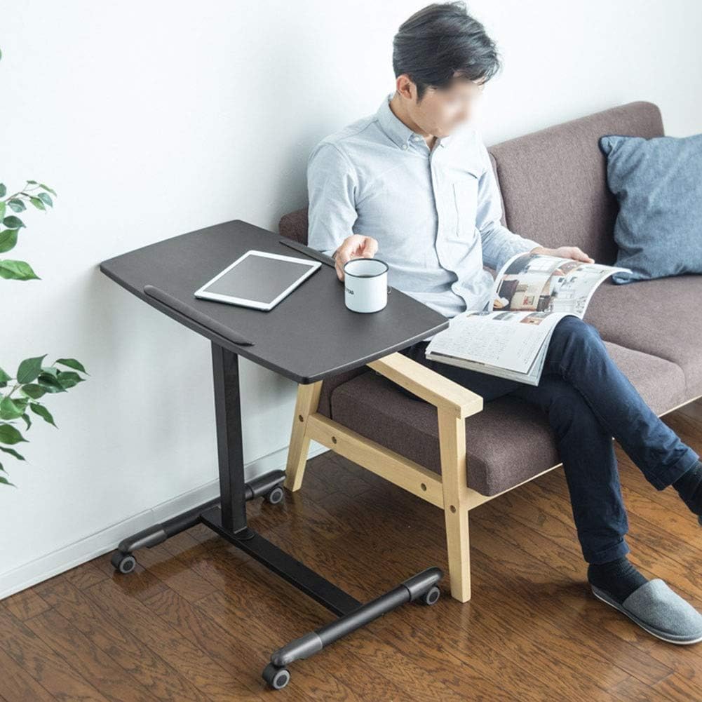 Adjustable Overbed Table with Lockable Wheels - Modern MDF Mobile Standing Desk for Laptop, Bedside & Hospital Use - Portable Workstation for Home Office, Nursing & Bedridden Patients