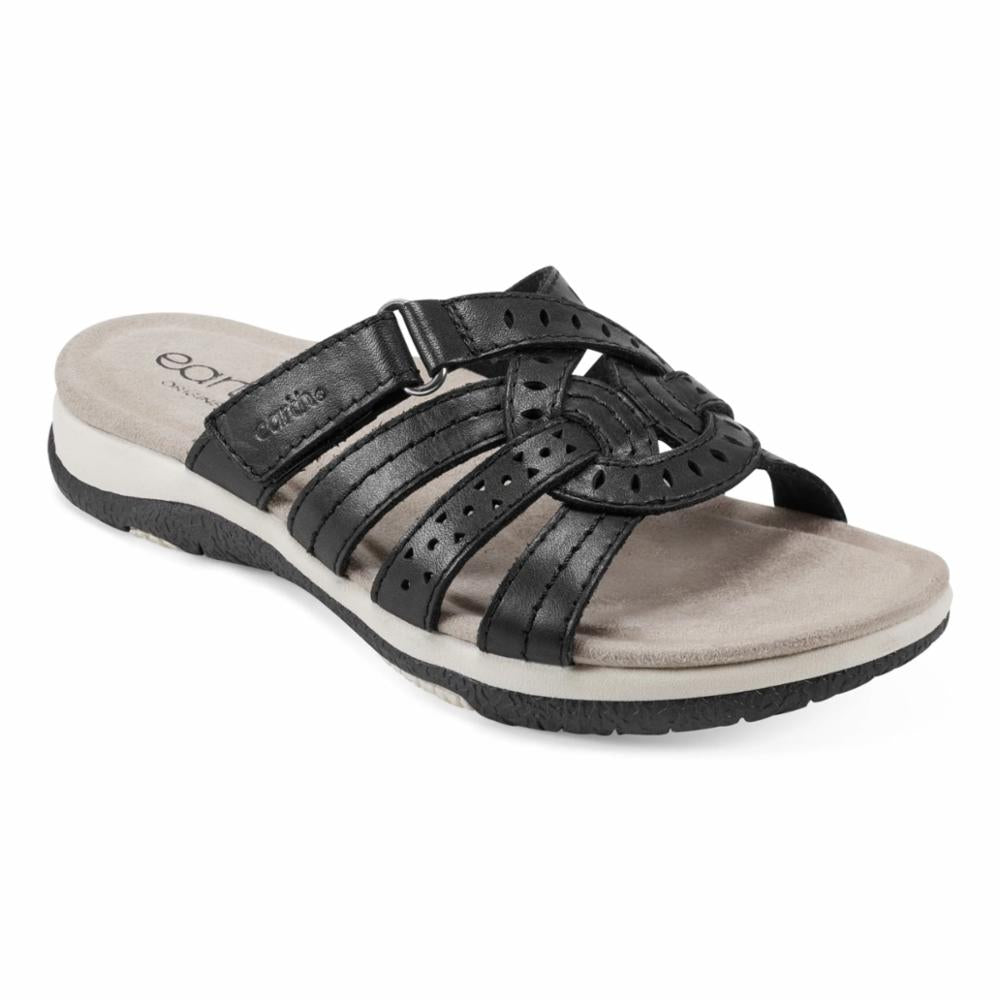 Earth Women's Sassoni Black Wedge Sandals - Comfortable Summer Casual Shoes for Women | Perfect for Beach, Vacation, and Everyday Wear
