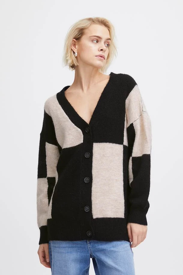 LURA Women's Cardigan Sweater - Meteorite Check Pattern, Soft Knit Open Front Long Sleeve Cover-Up for Fall & Winter - Perfect for Office, Date Night and Casual Outfits