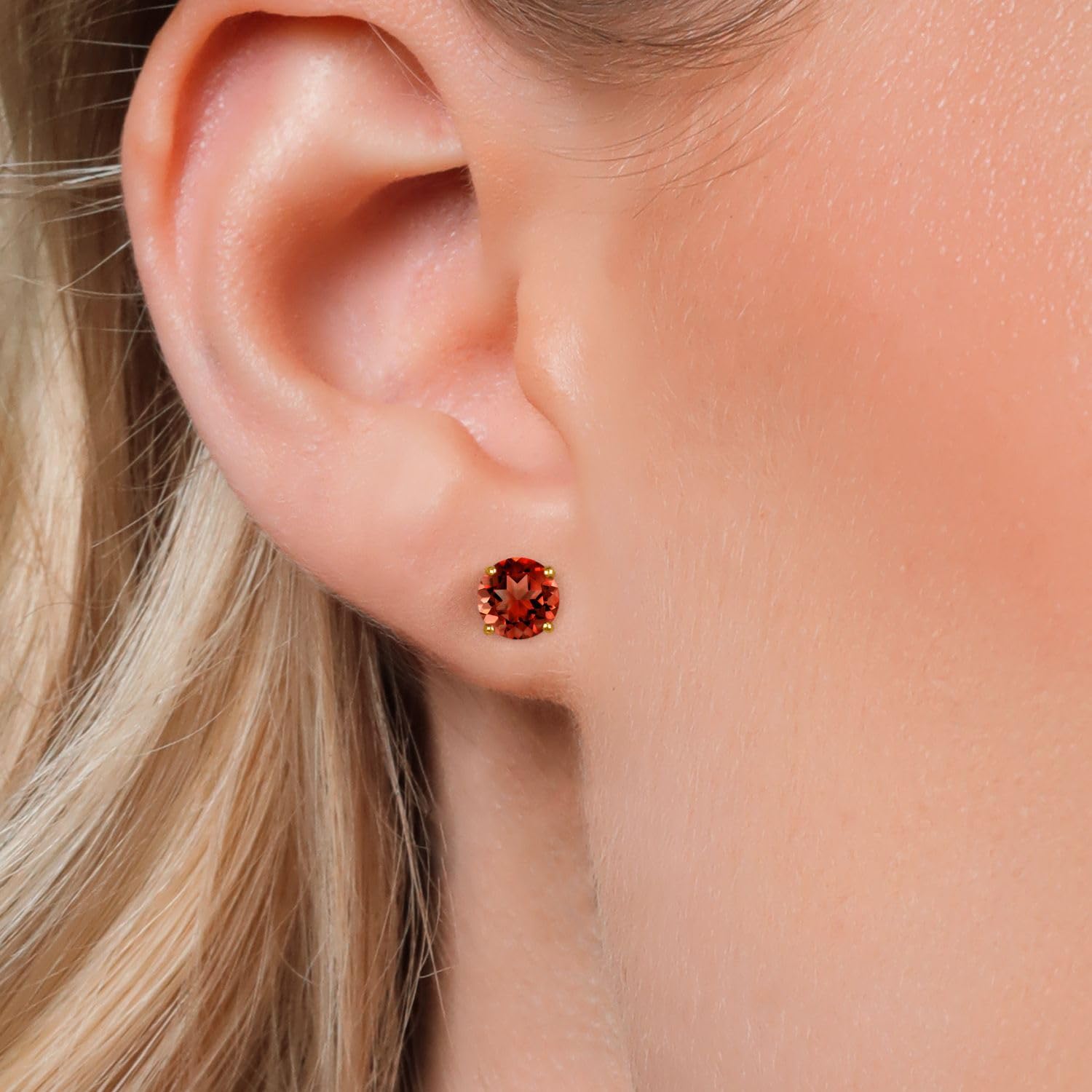 Gem Stone King 18K Yellow Gold Plated Sterling Silver 6MM Round Birthstone Stud Earrings for Women & Men | Perfect Gift for Anniversary, Birthday & Special Occasions