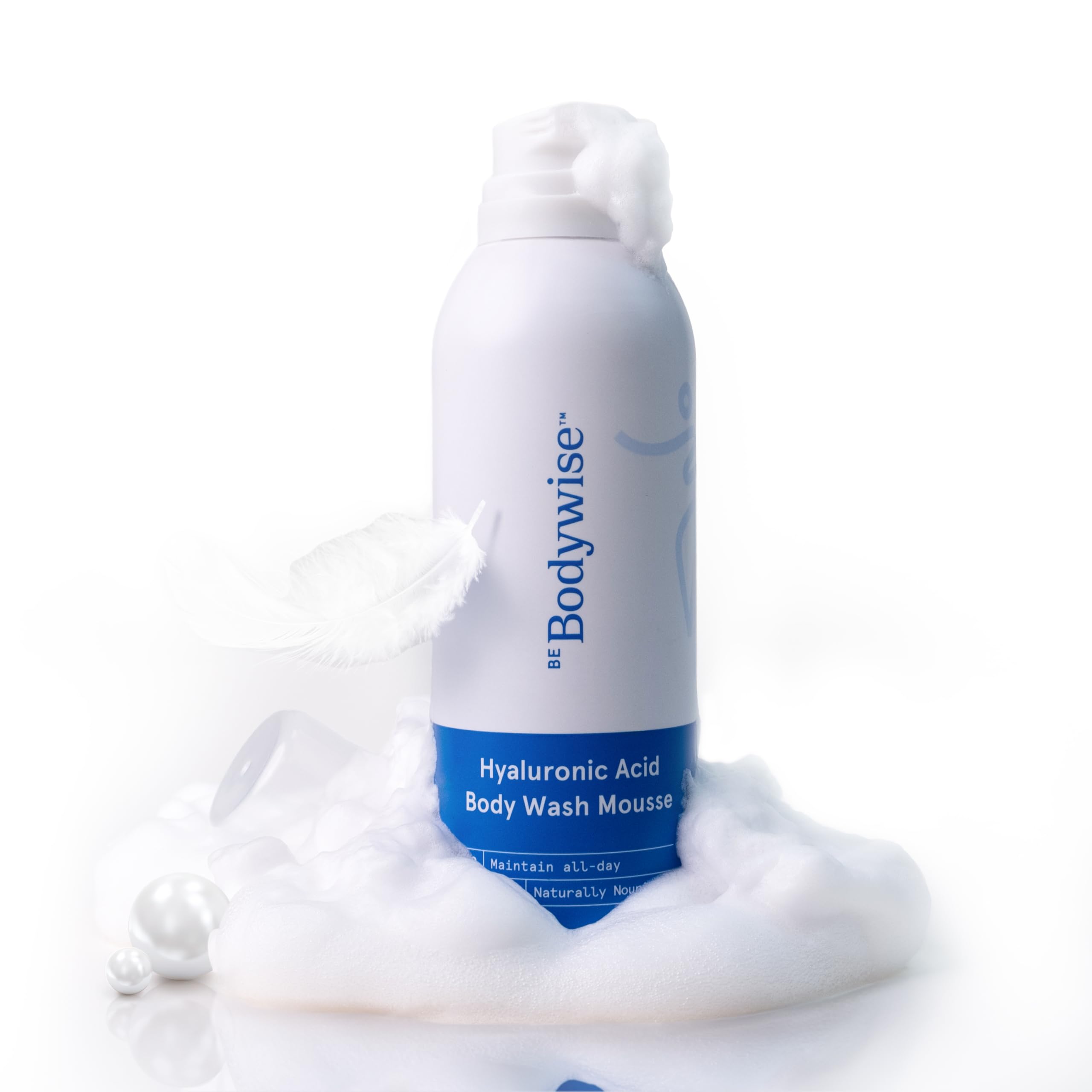 Be Bodywise Hyaluronic Acid Body Wash Mousse - Intense Moisturizing & Skin Barrier Repair with Sunflower Oil, Vitamin E & Aloe Vera | 200g | Hydrating Shower Gel for Dry, Sensitive Skin | Perfect for Daily Skincare Routine