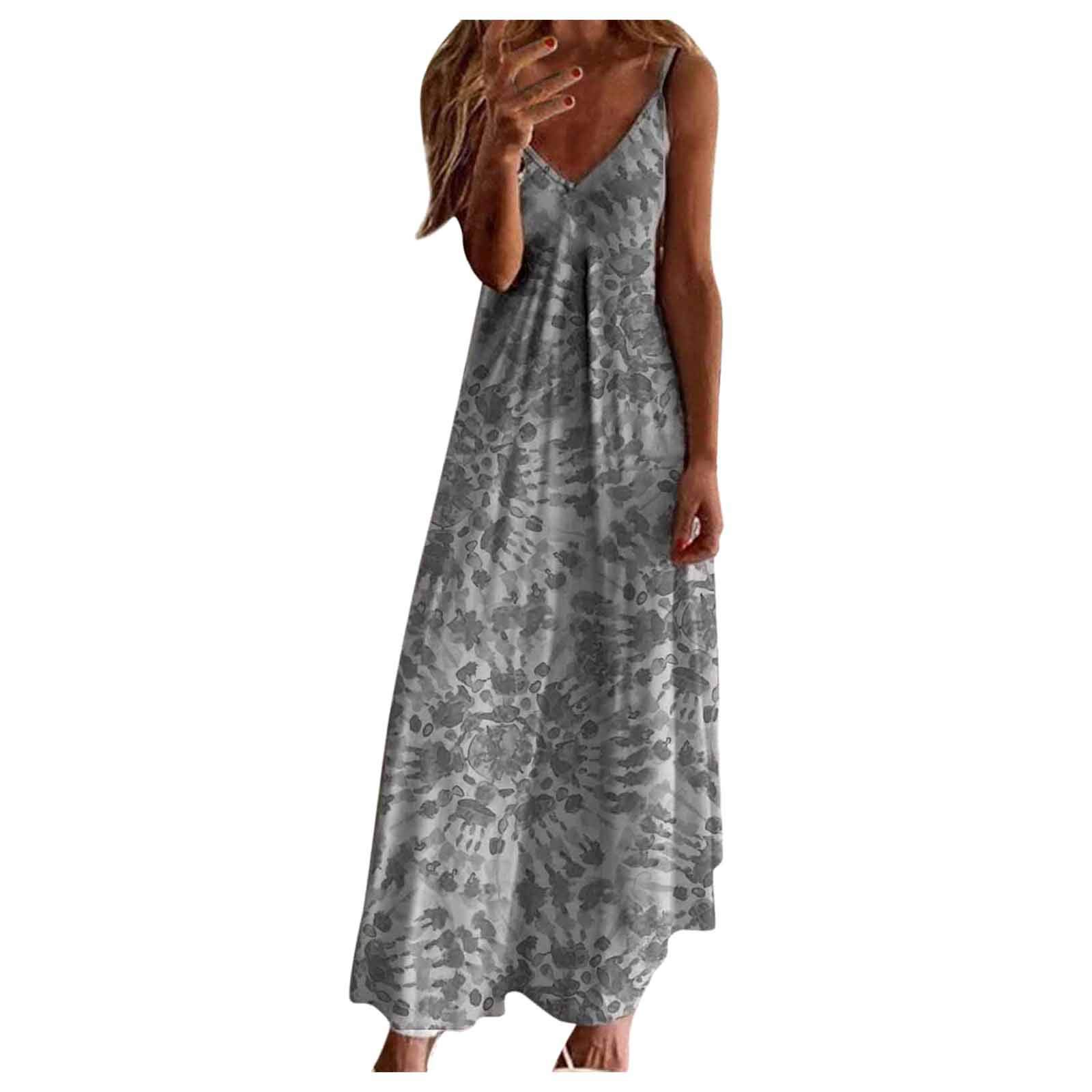 Women's Floral Tropical Print Suspender Skirt Maxi Dress - Sexy Backless Sleeveless Beach Dress with Cascading Ruffles | Perfect for Summer Vacations, Beach Parties & Tropical Getaways