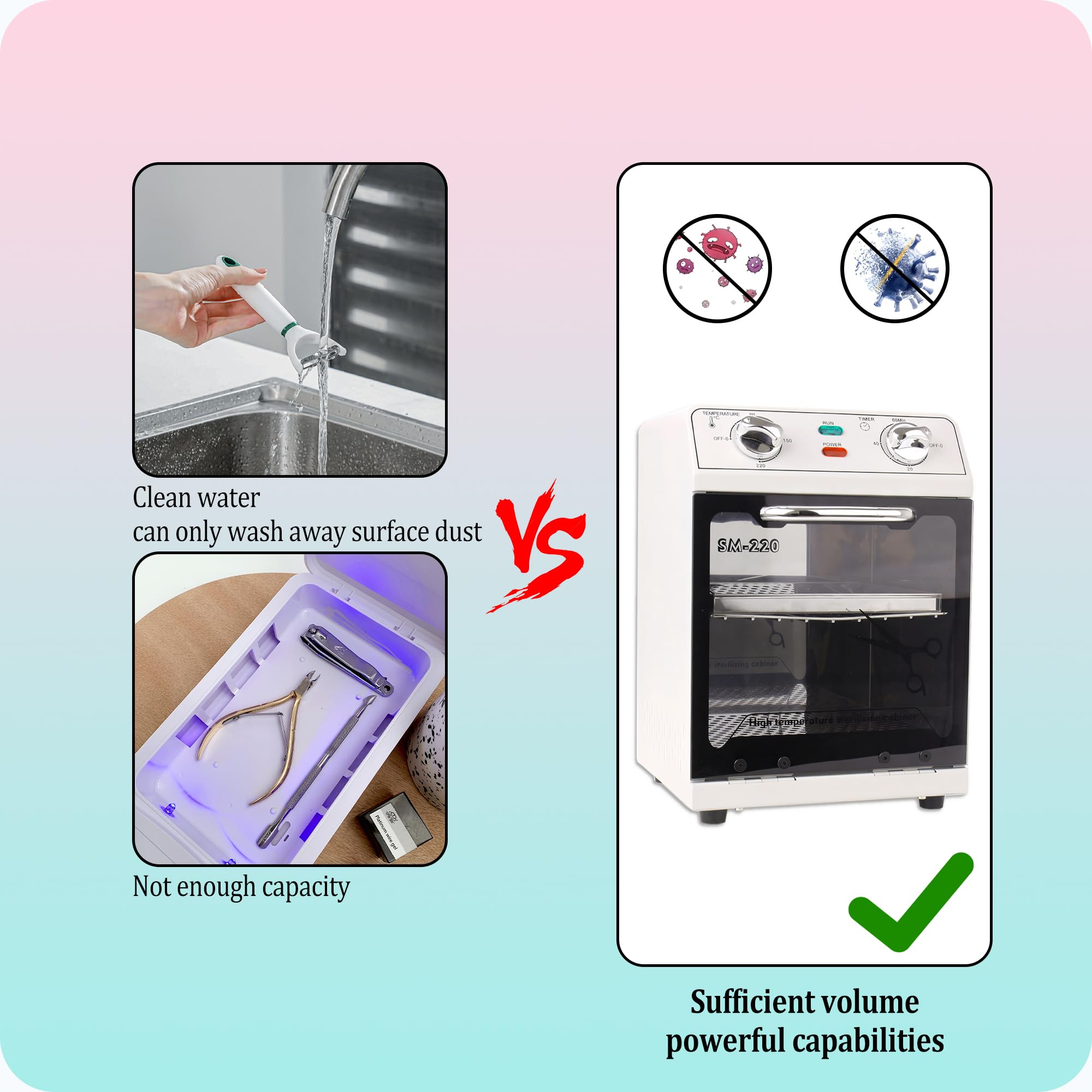 220℃ High Temperature Sterilizer - 8L Large Capacity Dry Heat Tool Sterilizer with Digital Timer & Precise Temperature Control | Professional Salon Equipment for Hair, Nail & Spa Tools | Perfect for Disinfecting Combs, Clippers & Beauty Accessories